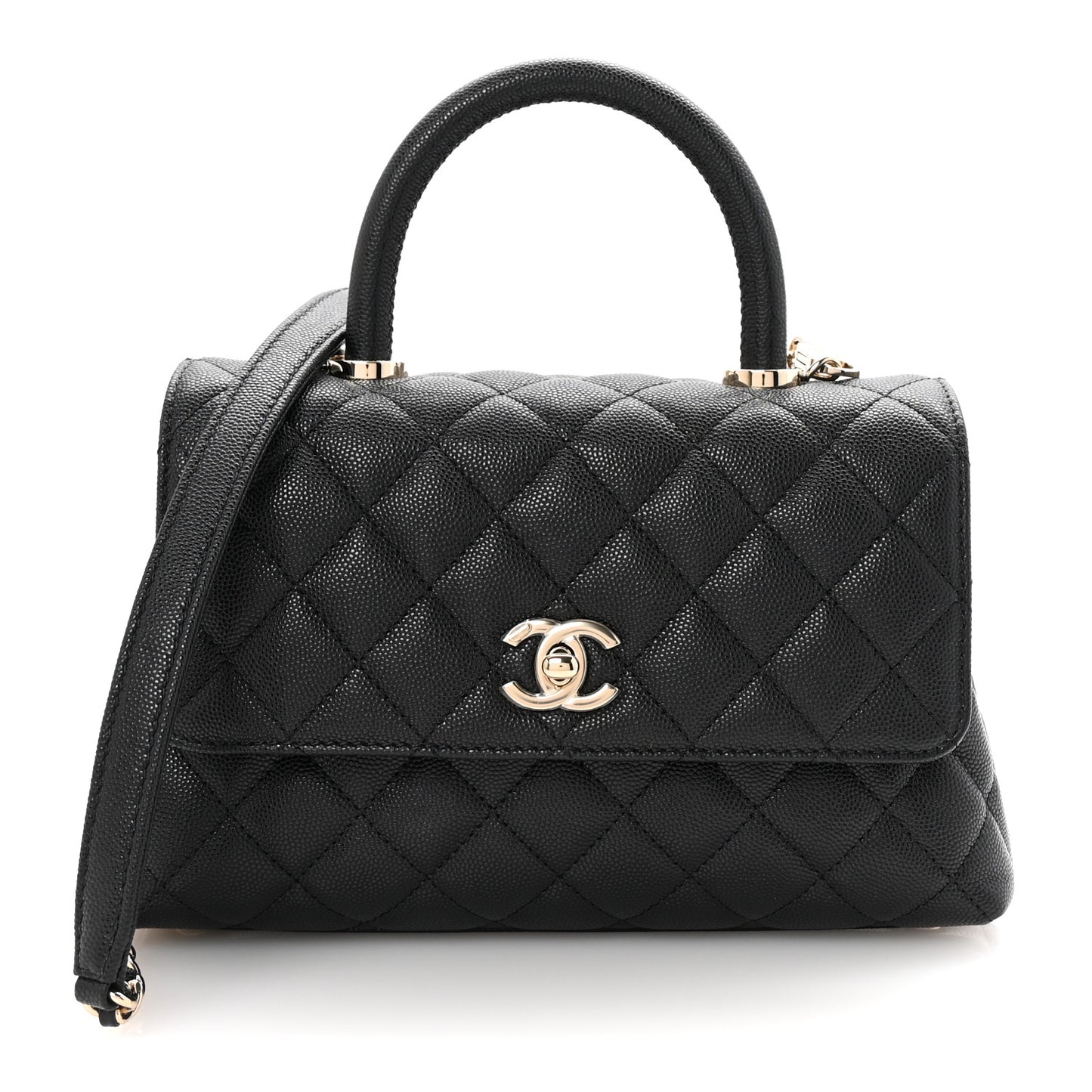 Caviar Quilted Mini Coco Handle Flap Black