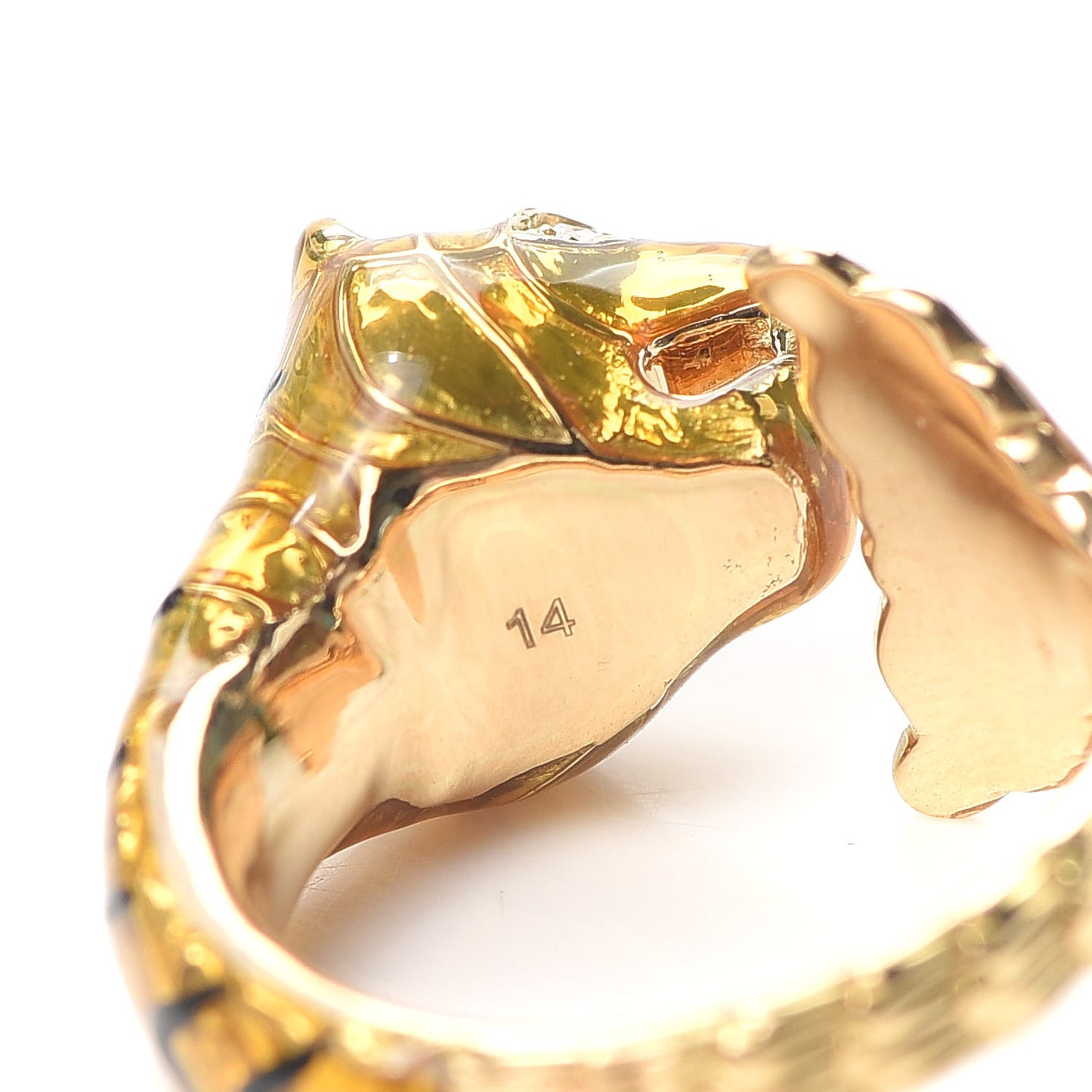 18K Yellow Gold Diamond Enamel Le Marché des Merveilles Tiger Ring Yellow 53 6.5