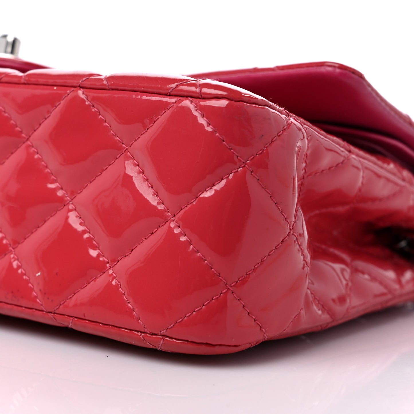 Patent Quilted Medium Double Flap Pink