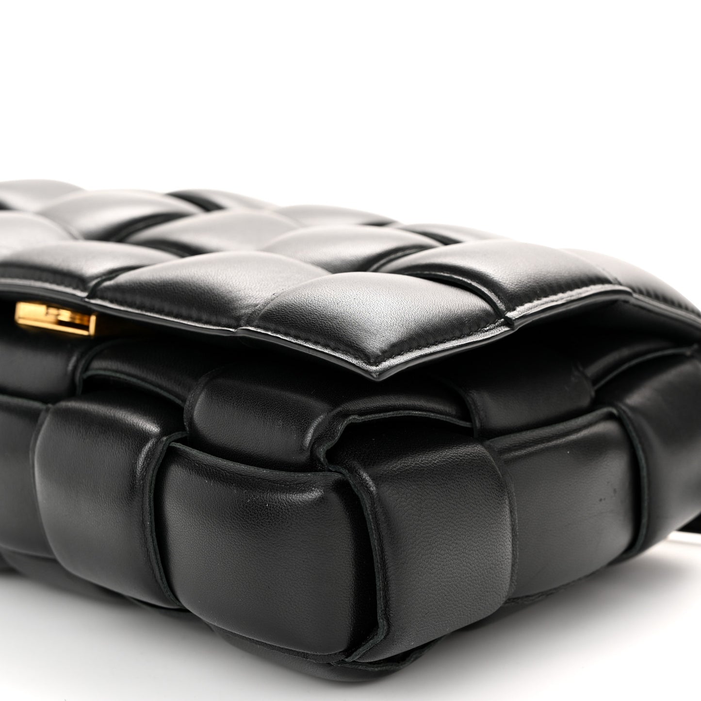 Nappa Maxi Intreccio Padded Cassette Crossbody Bag Black