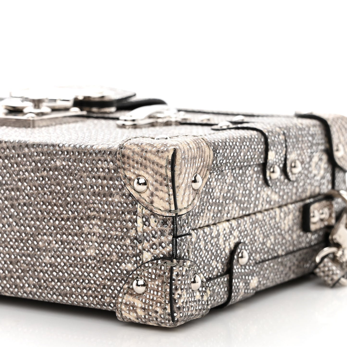 Lizard Petite Malle Silver