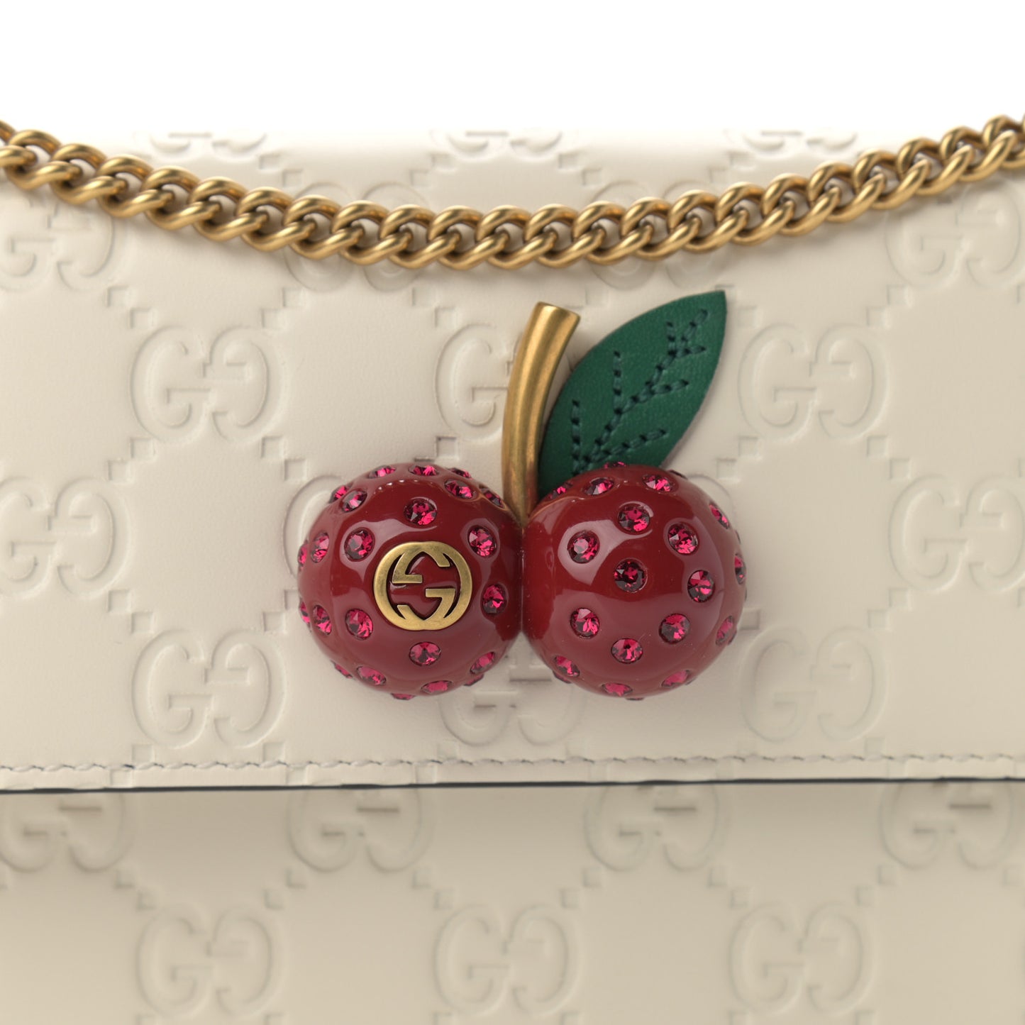 Guccissima Mini Cherry Chain Bag White