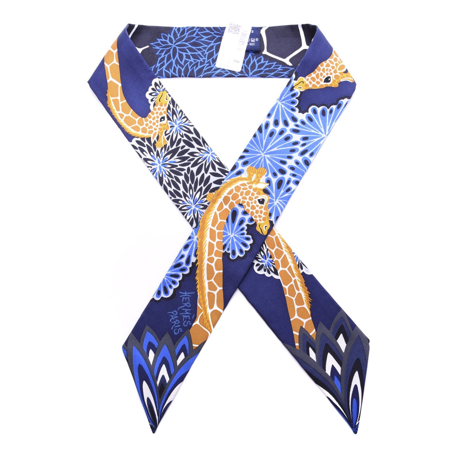 Silk The Three Graces Twilly Bleu Nuit Gold Black