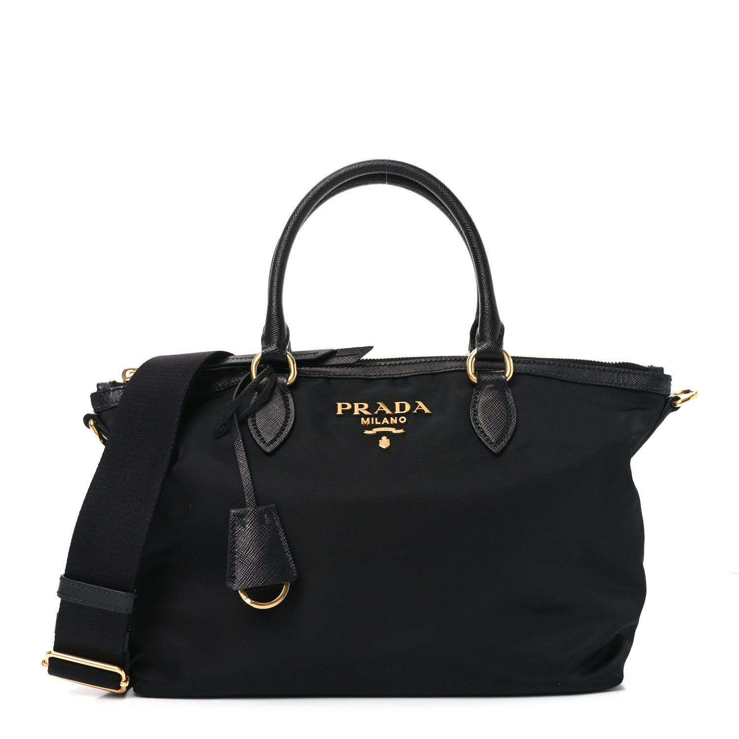Prada Tessuto Nylon Saffiano Shopping Tote Black 1757936