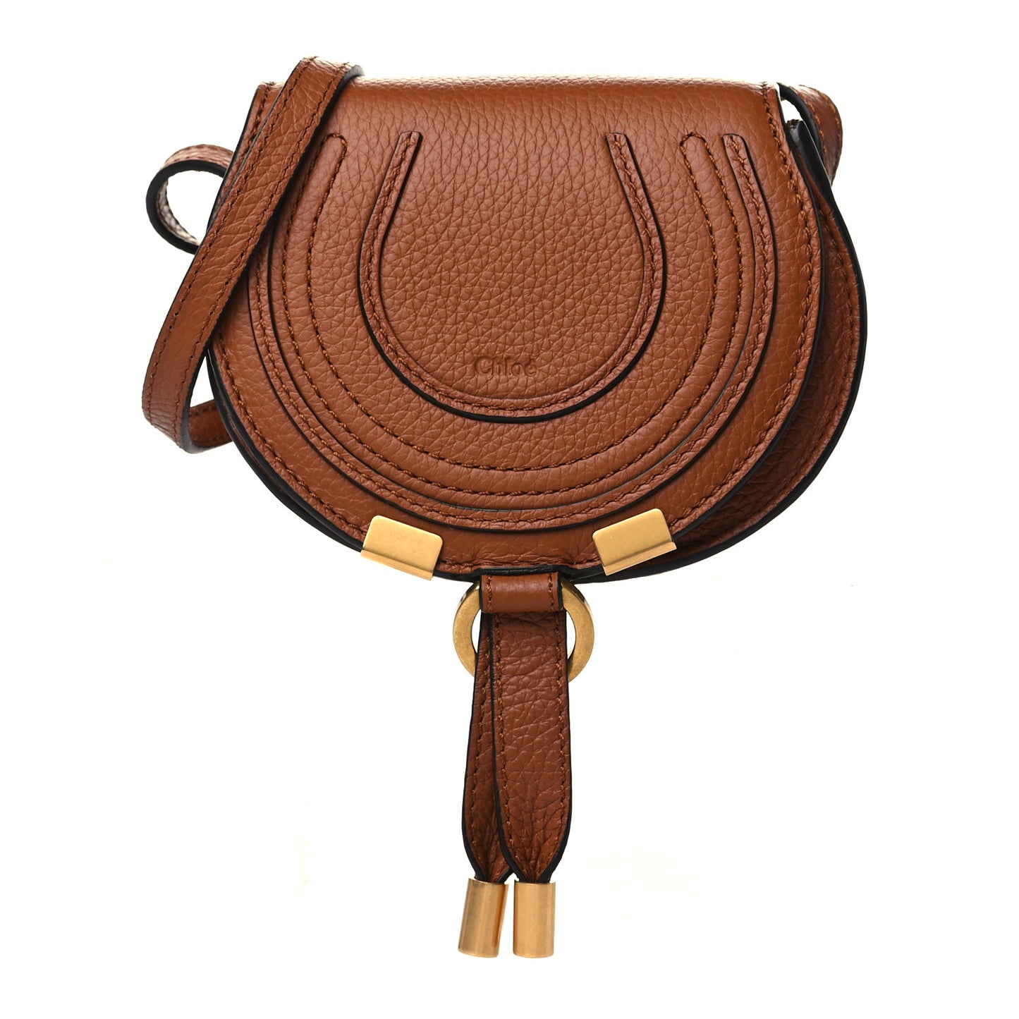 Calfskin Nano Marcie Saddle Bag Tan
