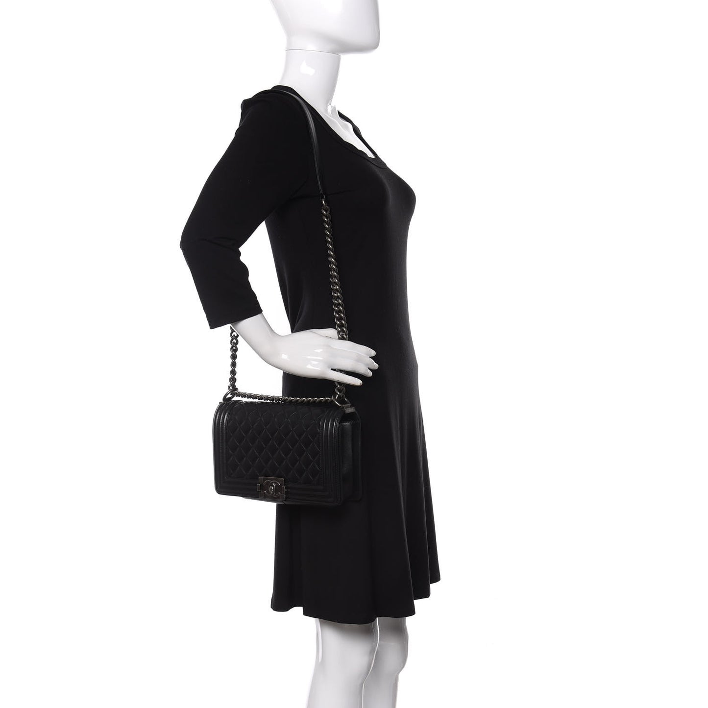 Lambskin Quilted Medium Boy Flap Black