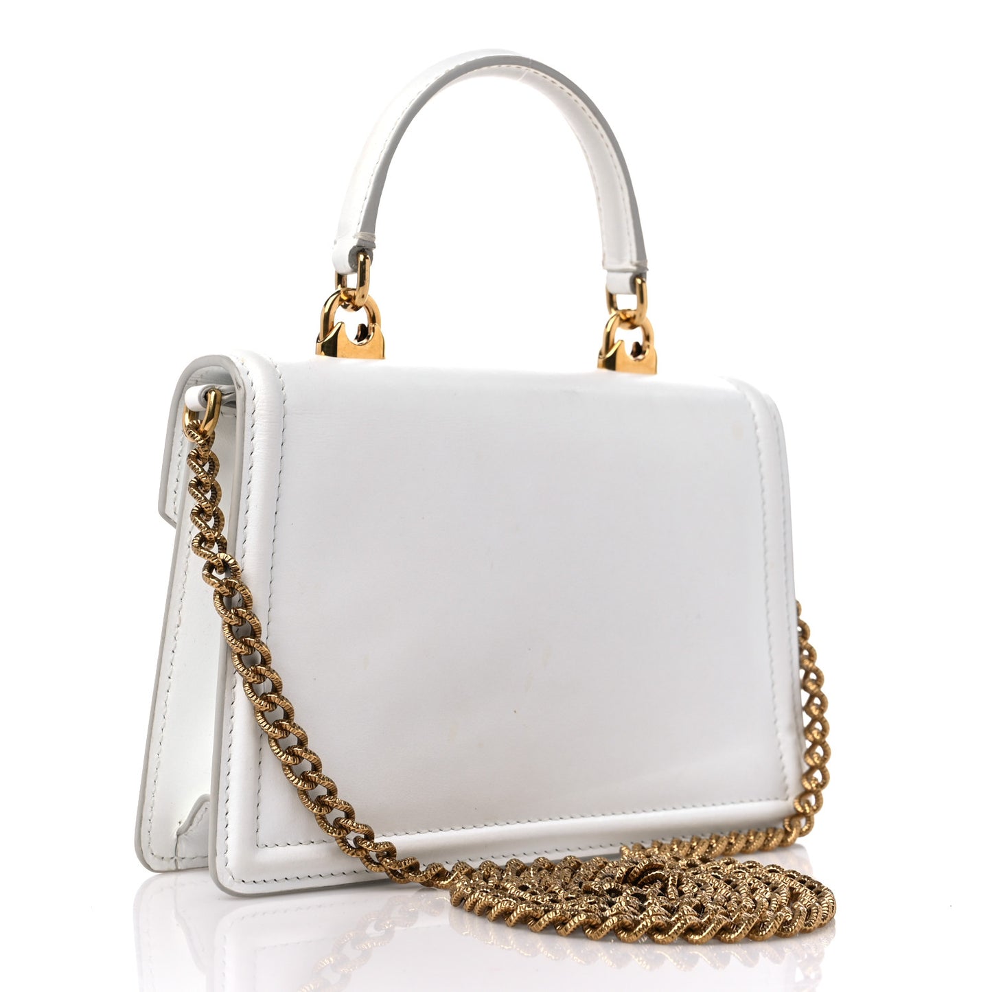 Smooth Calfskin Small Devotion Envelope Top Handle Bag White