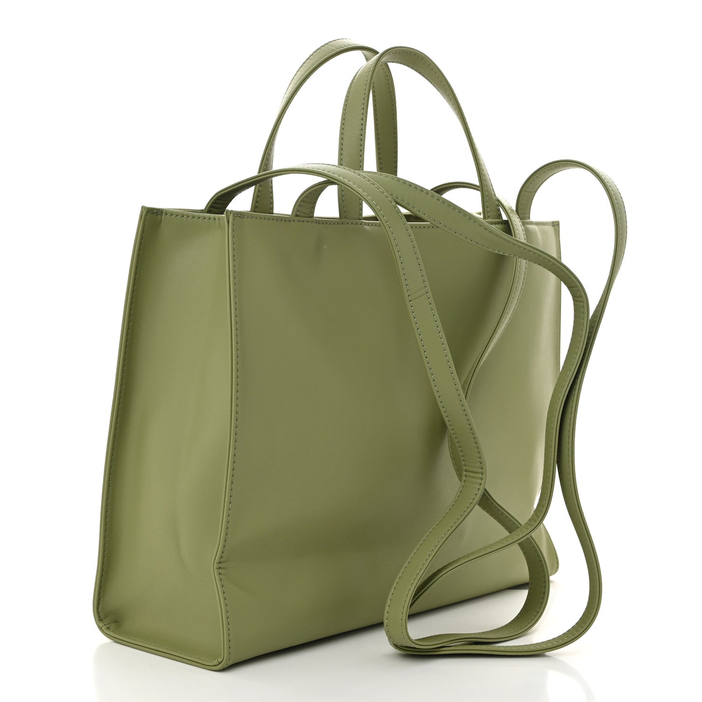 Vegan Leather Medium Shopping Bag Drab