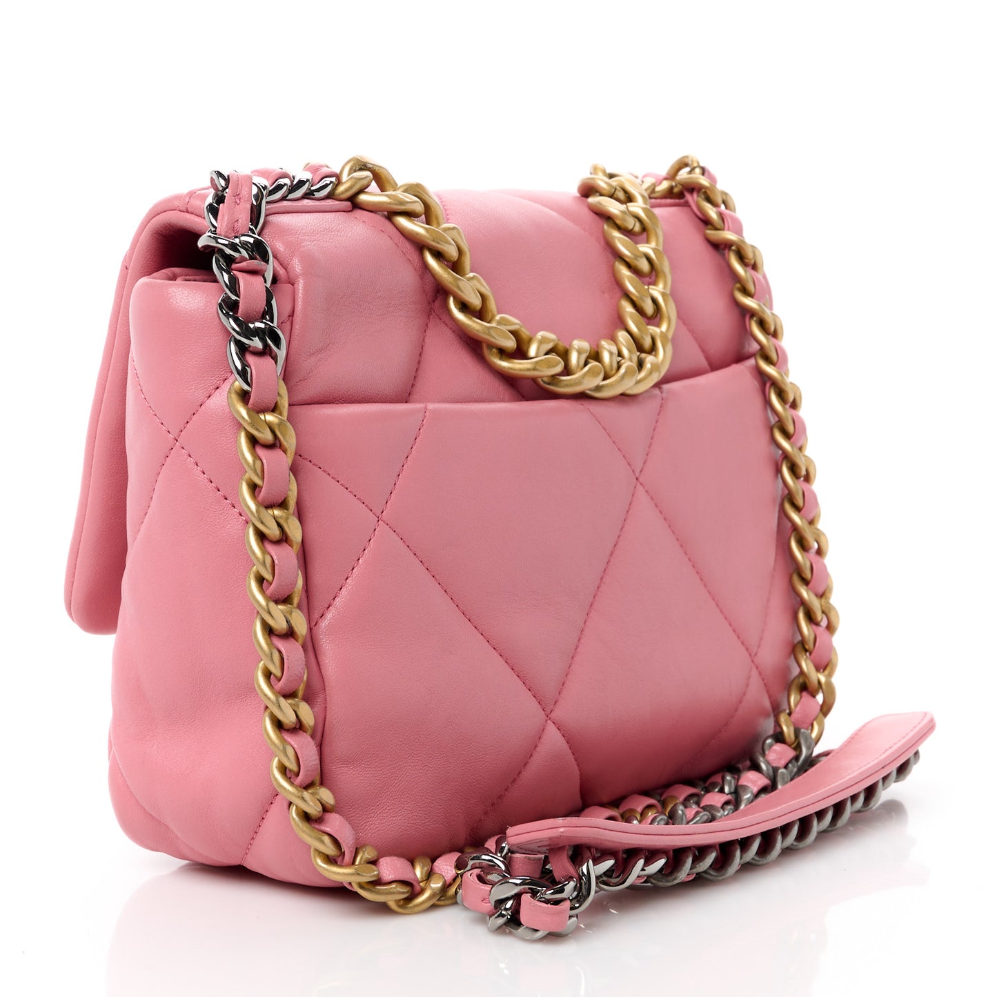 Lambskin Quilted Medium Chanel 19 Flap Dark Pink