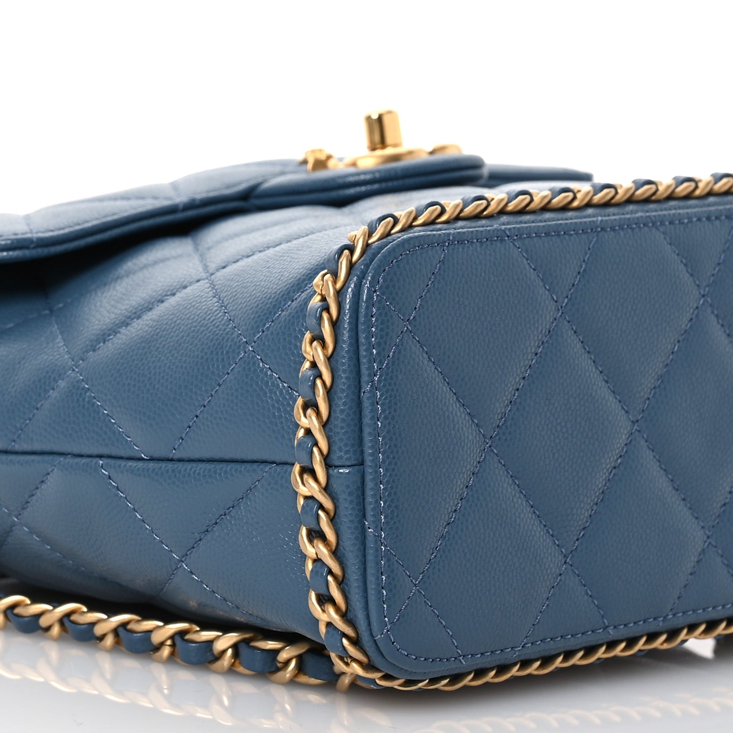 Caviar Quilted Camellia Chain Around Backpack Blue