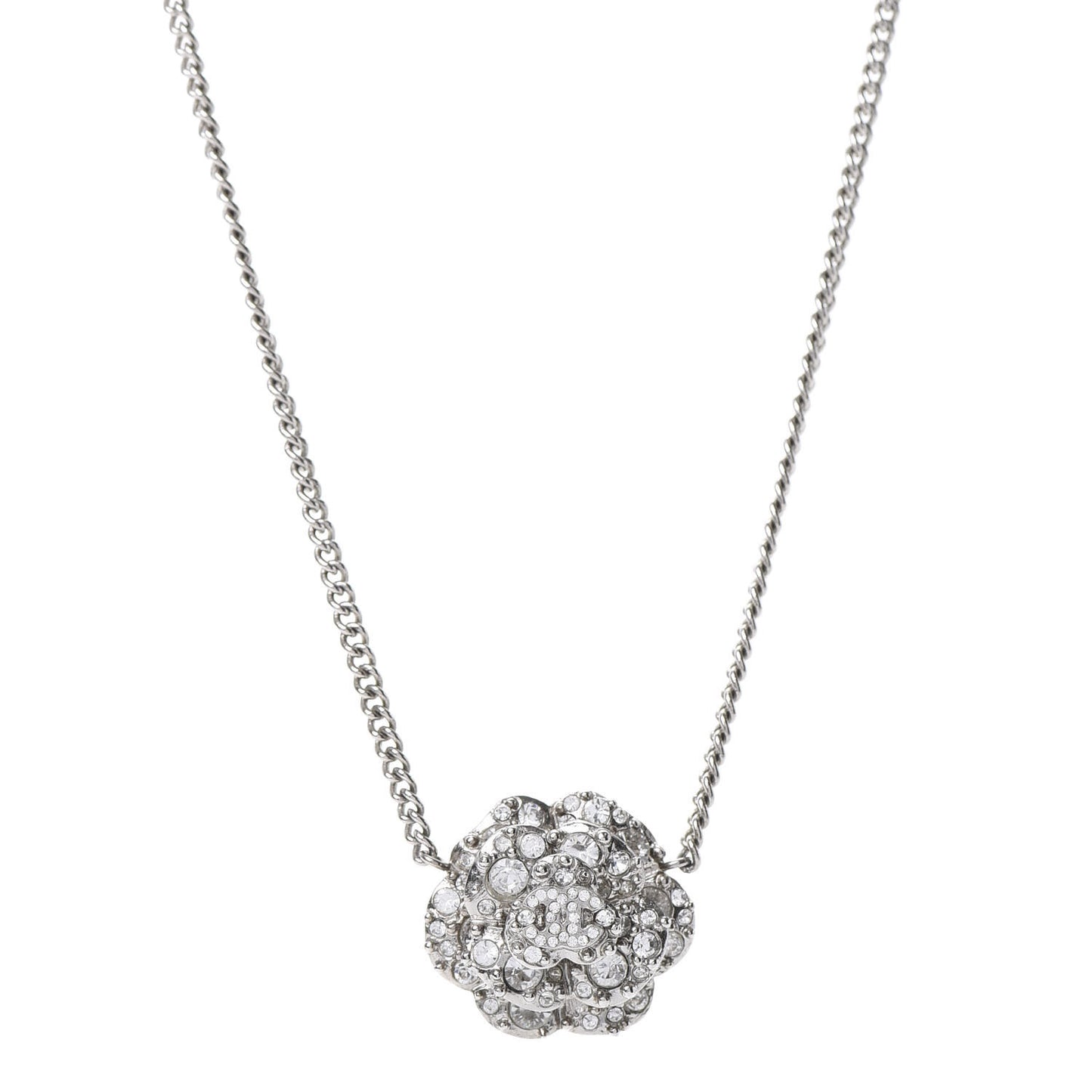 Strass CC Camellia Necklace Silver