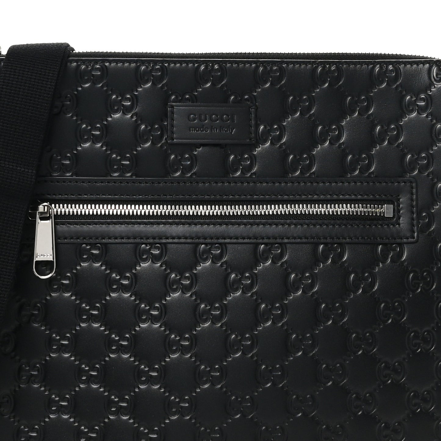 Guccissima Signature Medium Flat Messenger Bag Black