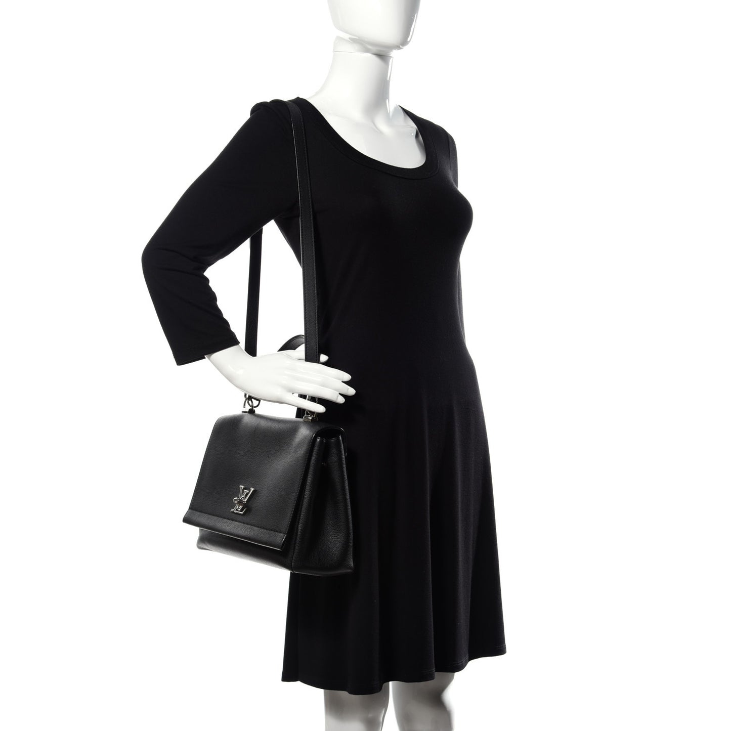 Soft Calfskin Lockme II Top Handle Black