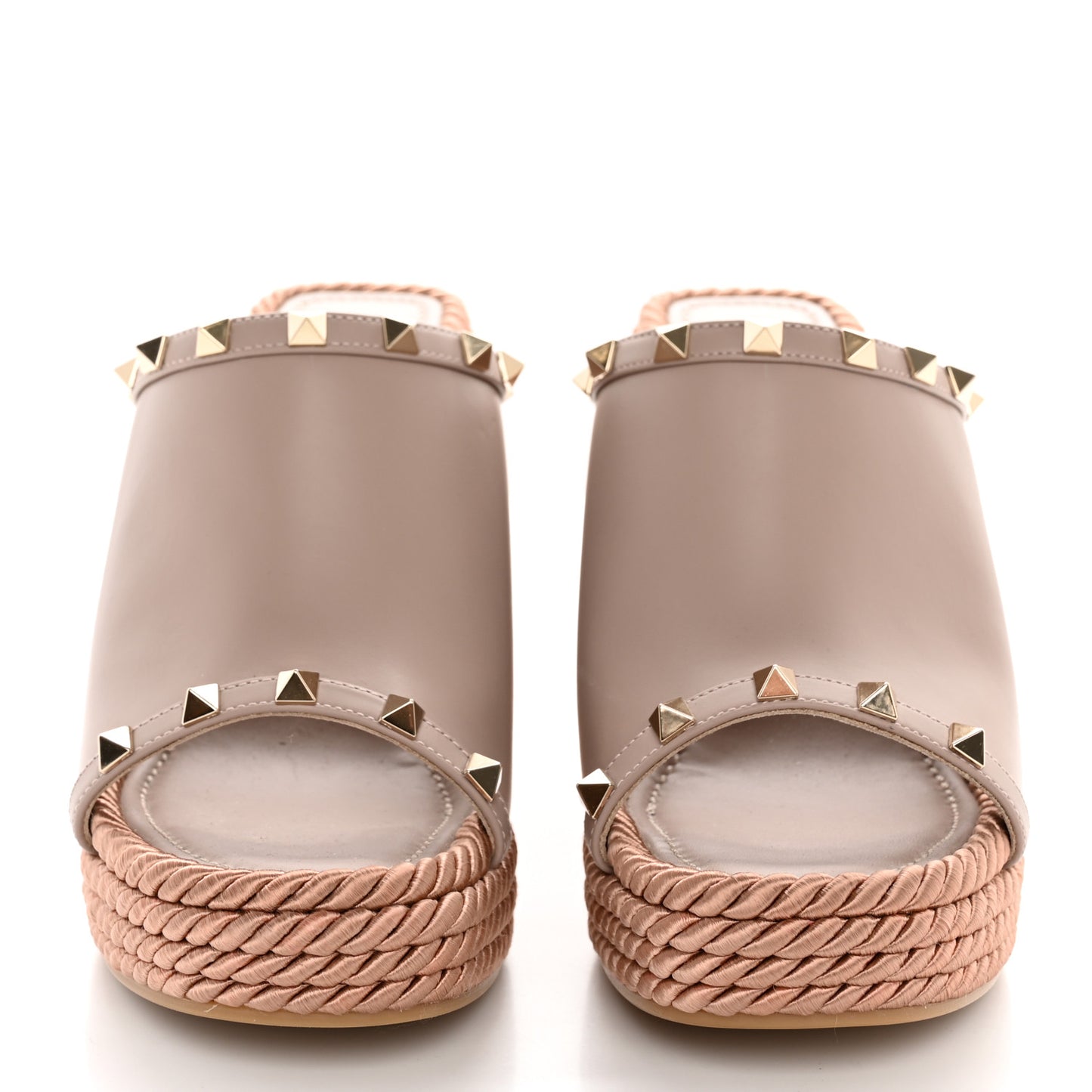 Calfskin Rockstud Wedge Mule 38 Poudre
