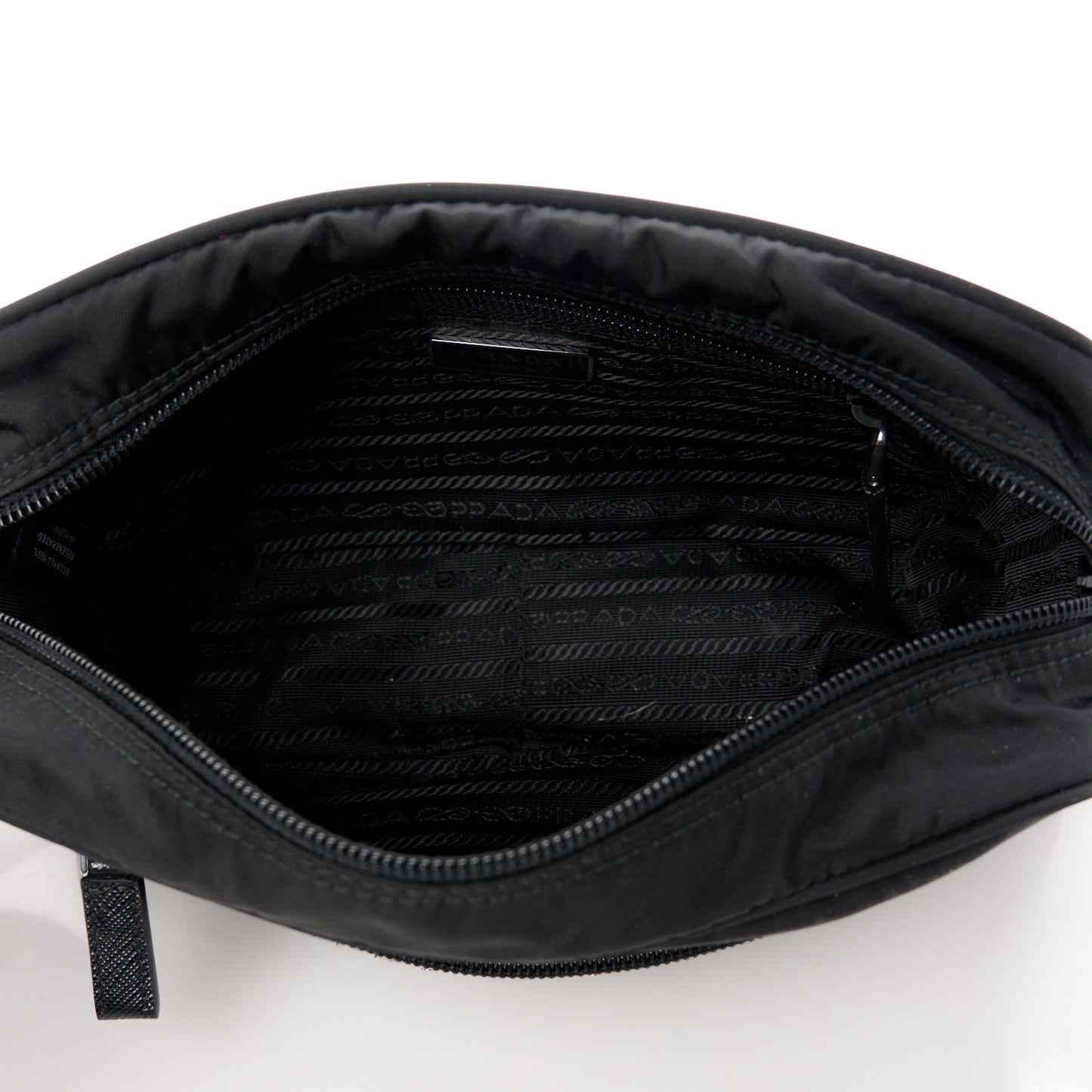 Re-Nylon Vela Saffiano Pocket Double Zip Shoulder Bag Black