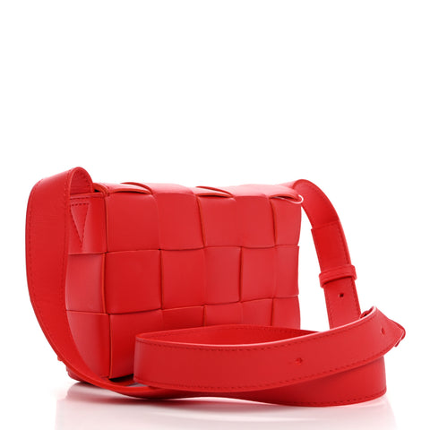 Lambskin Maxi Intrecciato Small Cassette Crossbody Bag Redstone