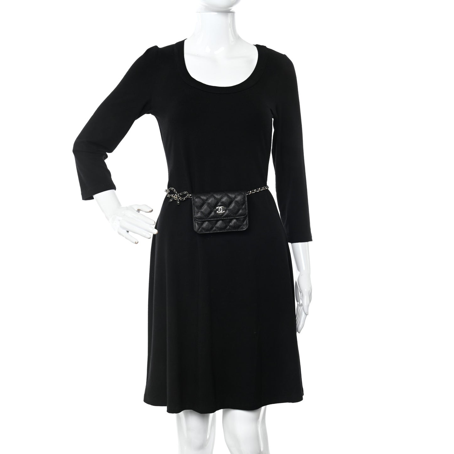 Caviar Quilted Bow Belt Bag Black