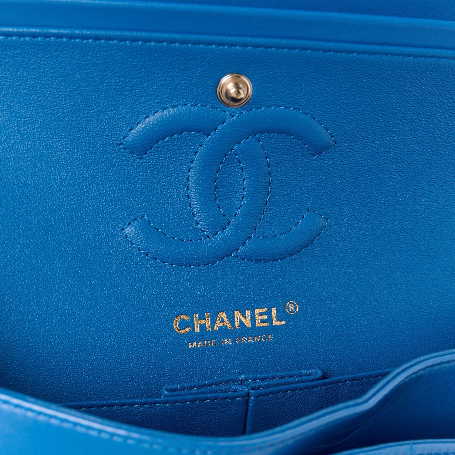 Chanel Lambskin Chevron Quilted Small Double Flap Blue 6 of 11