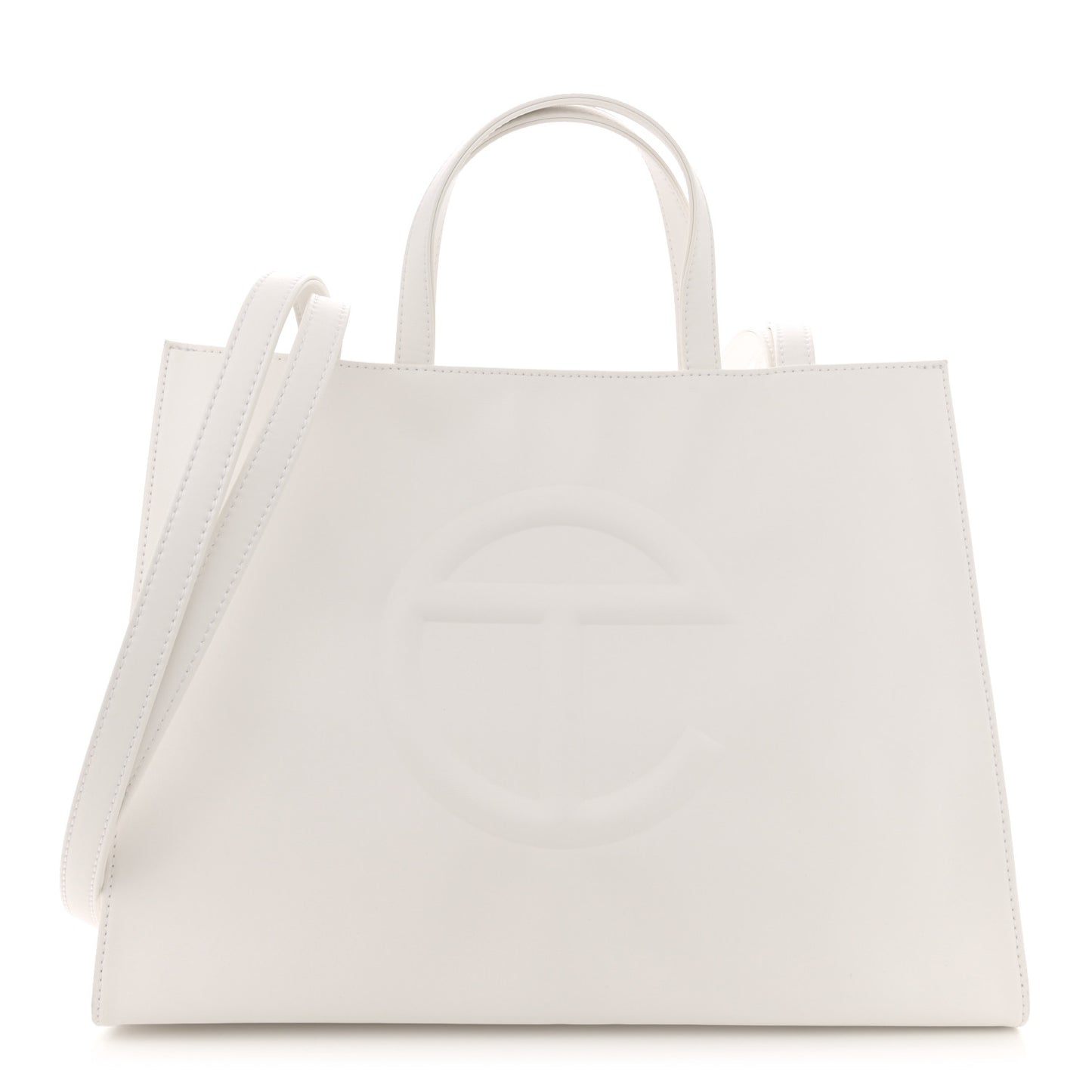 Vegan Leather Medium Shopping Bag White