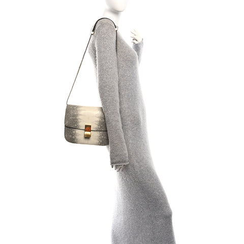Lizard Medium Classic Box Flap Bag Natural