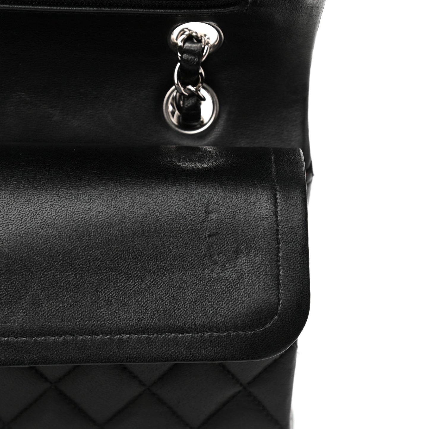 Lambskin Quilted Medium Double Flap Black