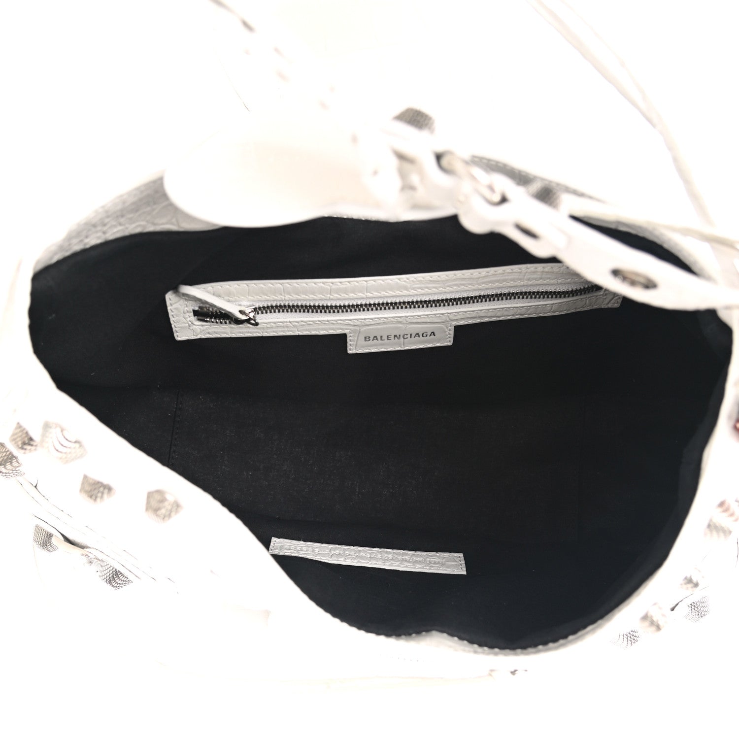 Balenciaga Extra Supple Calfskin Crocodile Embossed Medium Le Cagole Shoulder Bag White 5 of 10