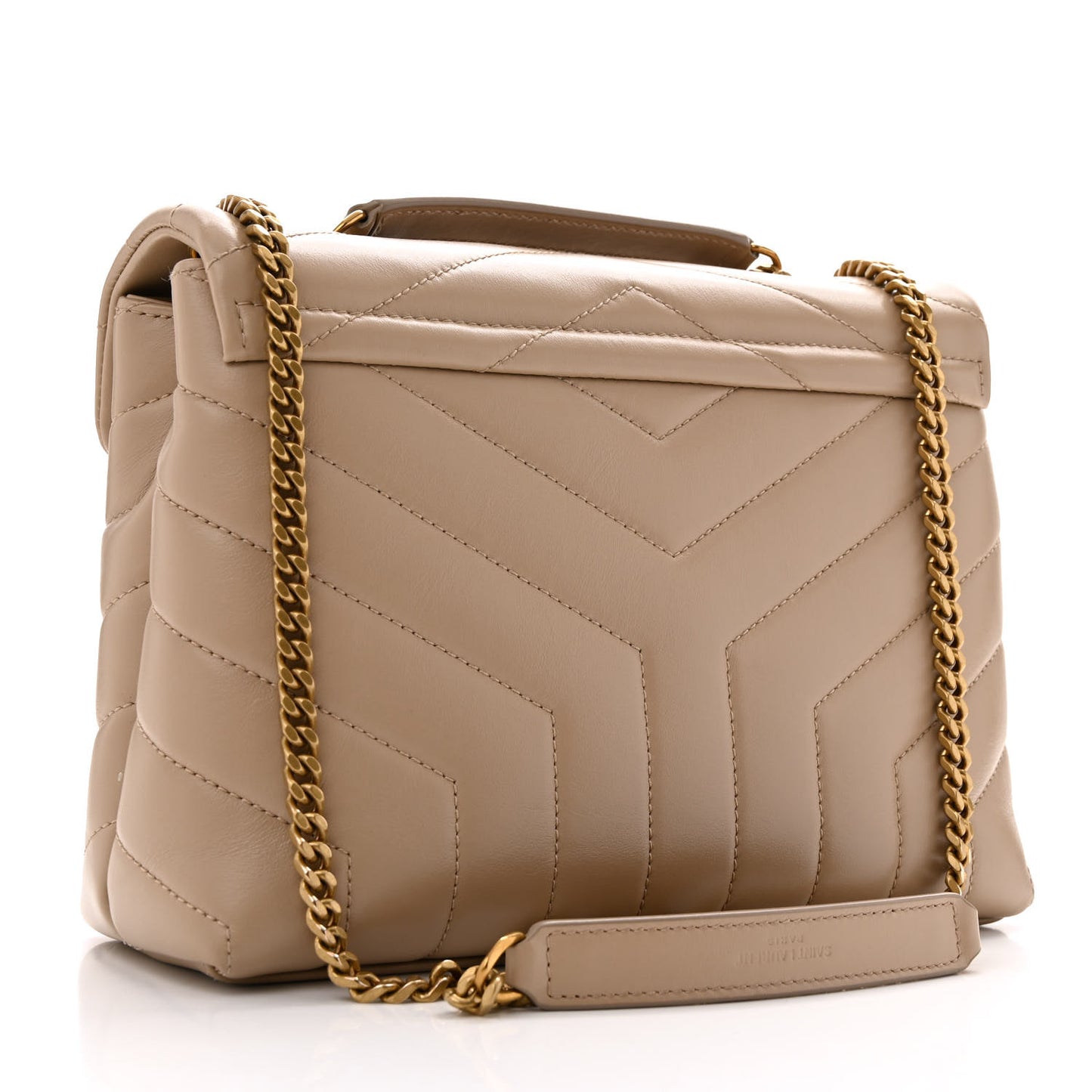 Calfskin Y Quilted Monogram Small Loulou Chain Satchel Dark Beige