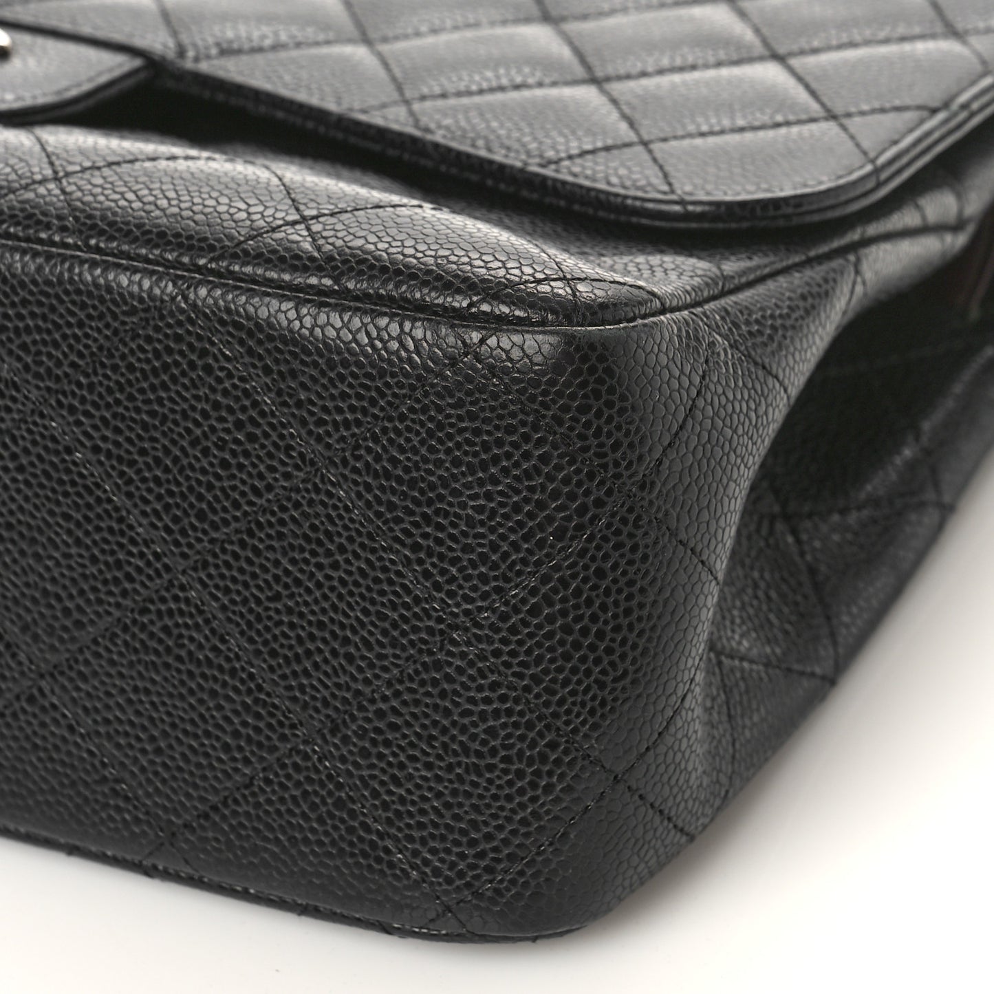 Caviar Quilted Jumbo Double Flap Black