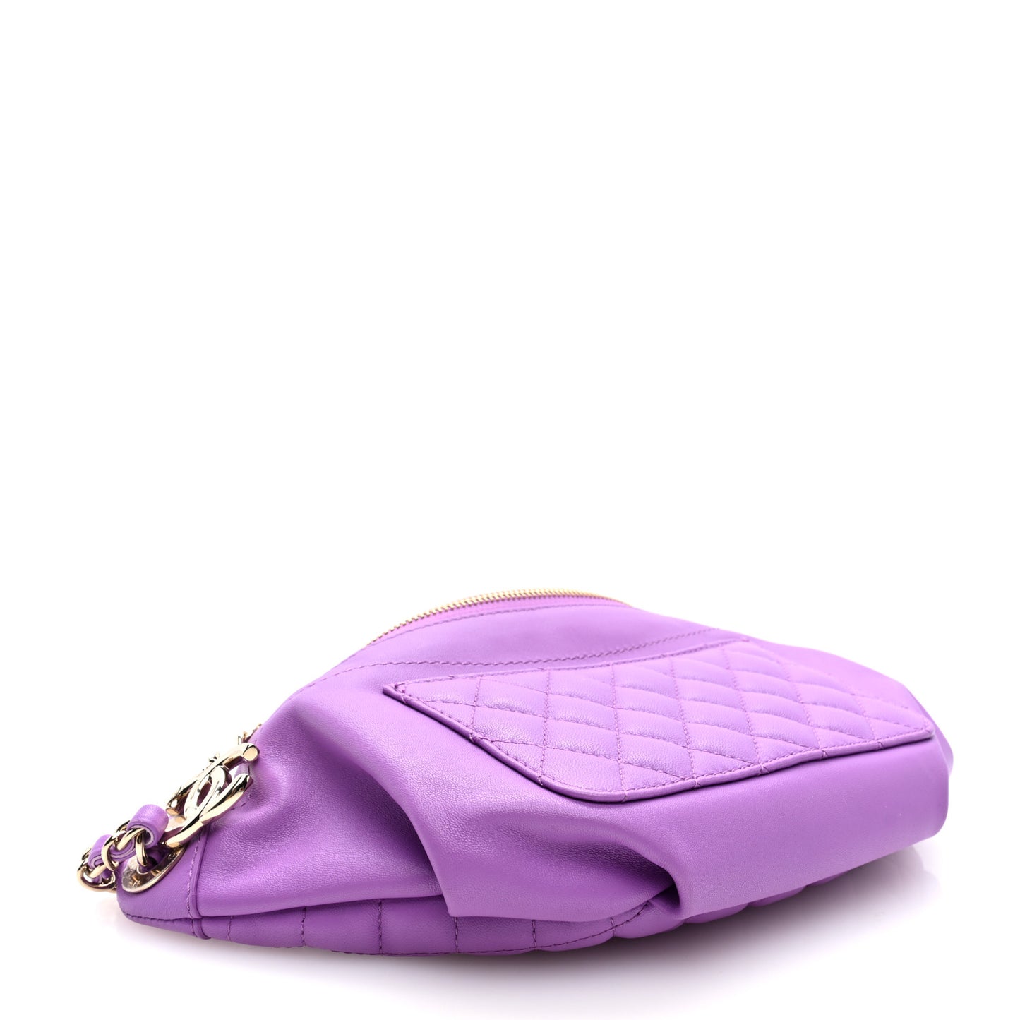Lambskin Quilted Waist Belt Bag Purple
