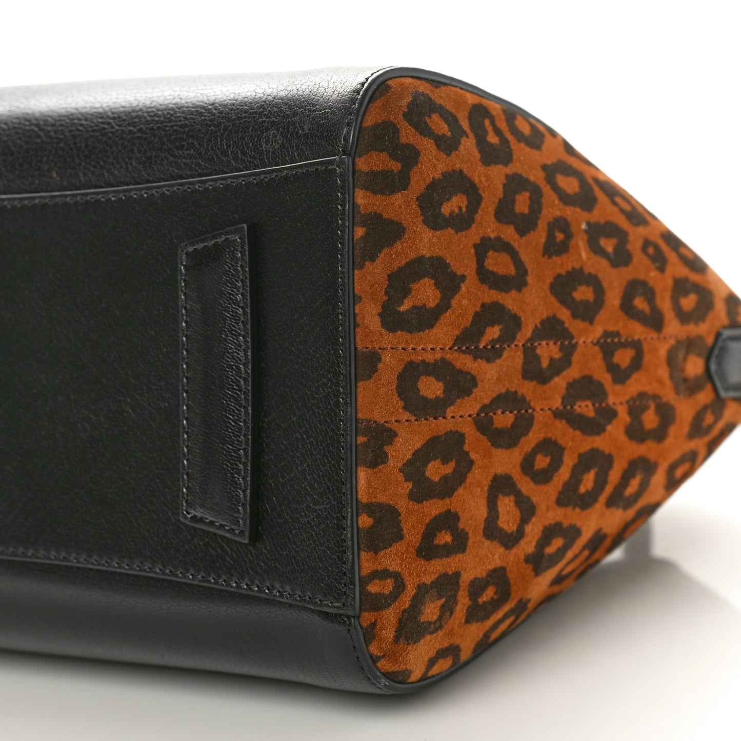 Calfskin Suede Leopard Print Small Antigona Black