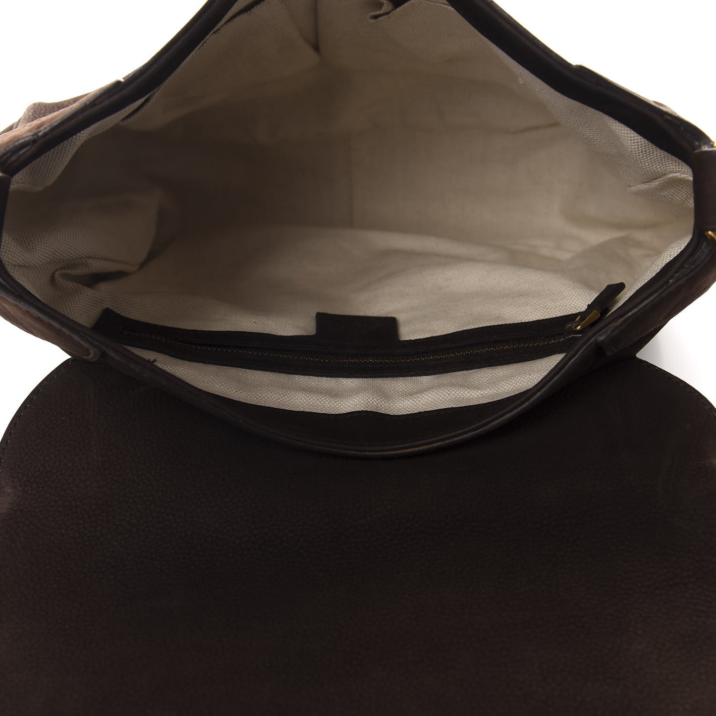 Nubuck Ribot Horse Heads Flap Bag Brown