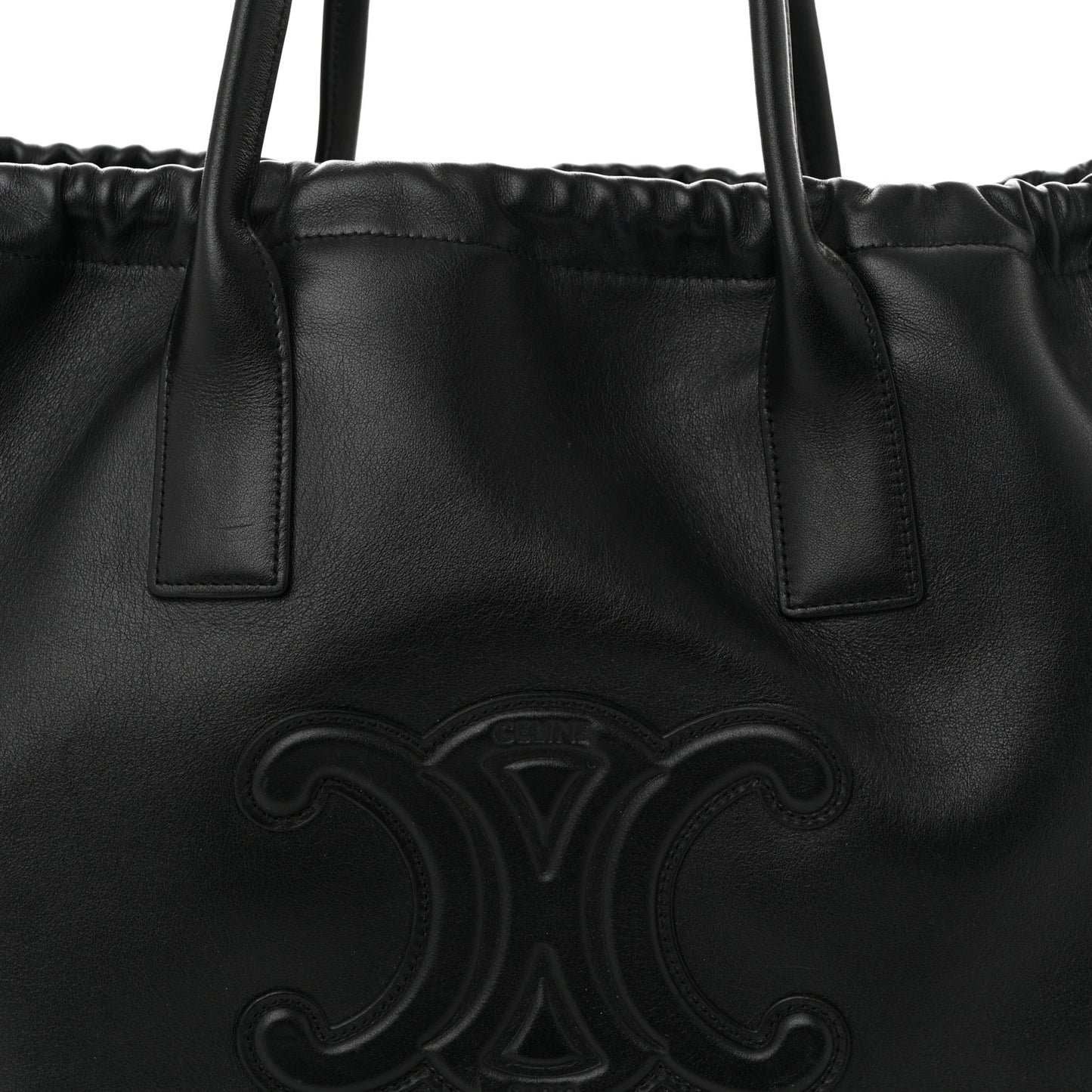 Smooth Calfskin Cuir Triomphe Cabas Drawstring Black
