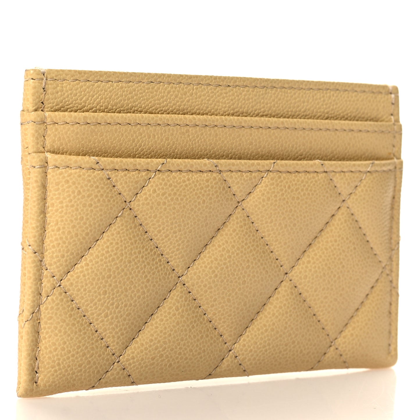 Caviar Quilted Studded CC Card Holder Yellow