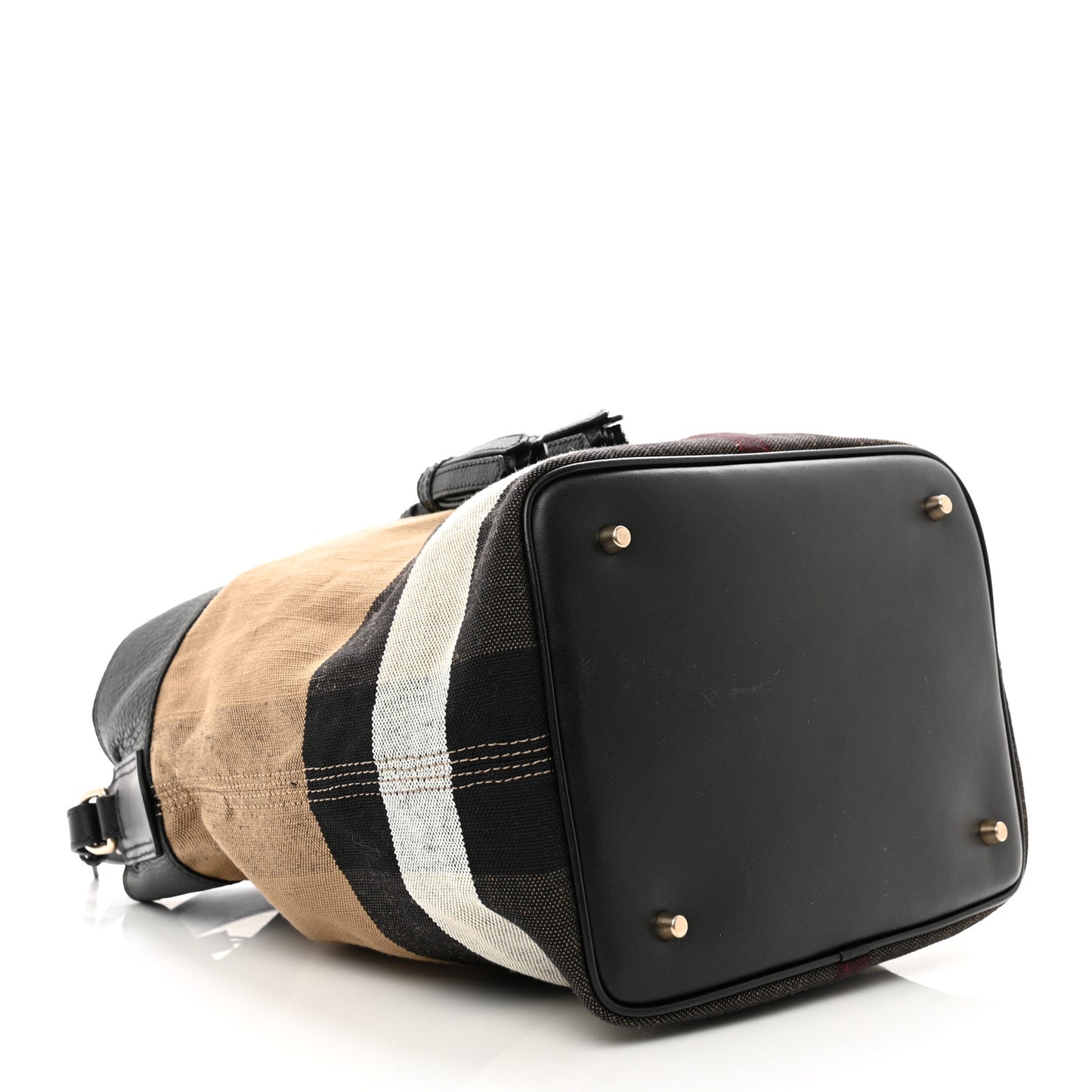 Grainy Calfskin Canvas Mega Check Medium Ashby Tassel Hobo Black