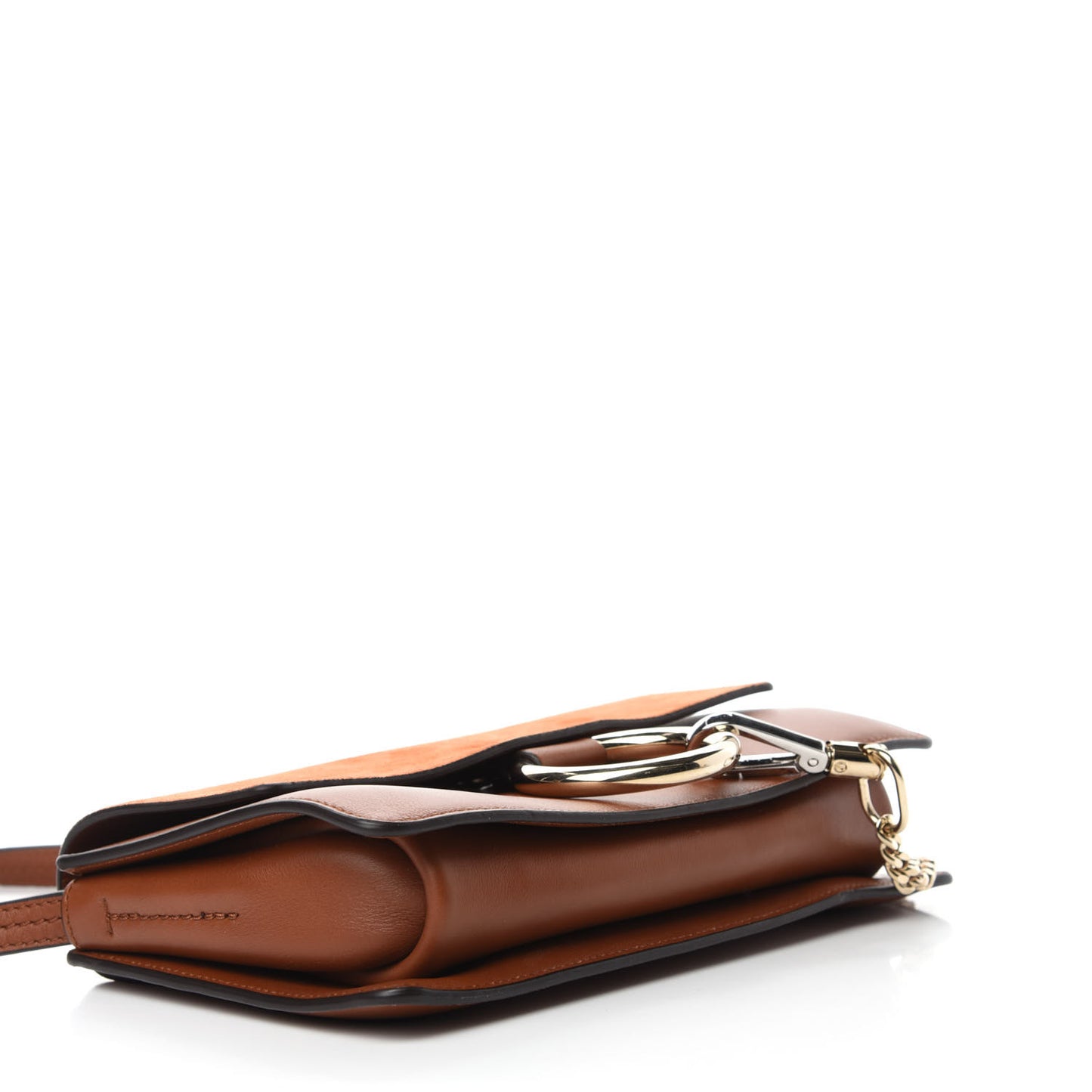 Suede Calfskin Small Faye Shoulder Bag Tobacco