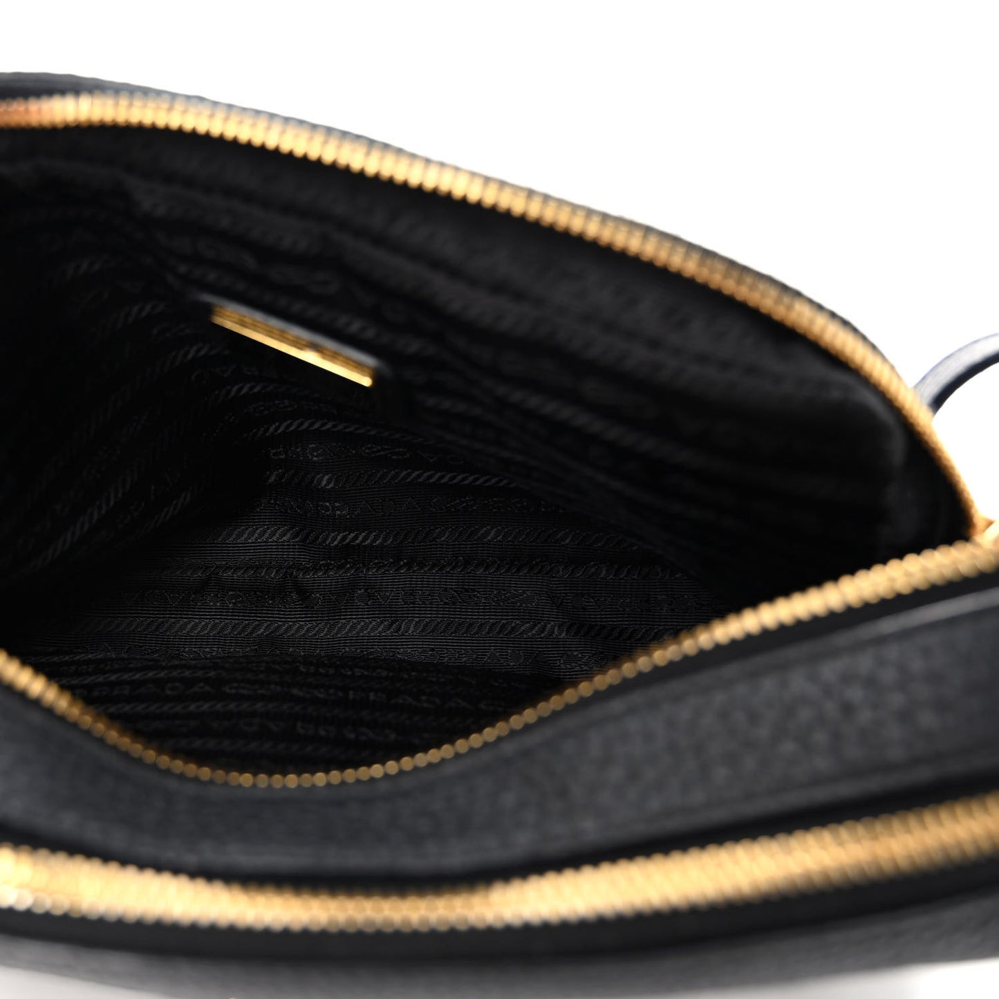 Vitello Daino Medium Double Zip Shoulder Bag Black