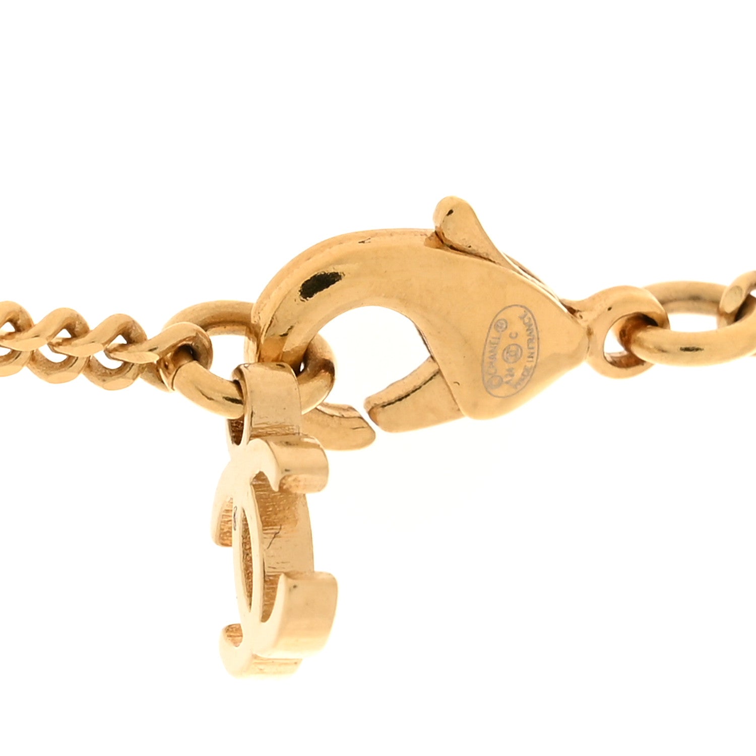 Chanel Crystal CC Pendant Necklace Gold Multicolor 4 of 5