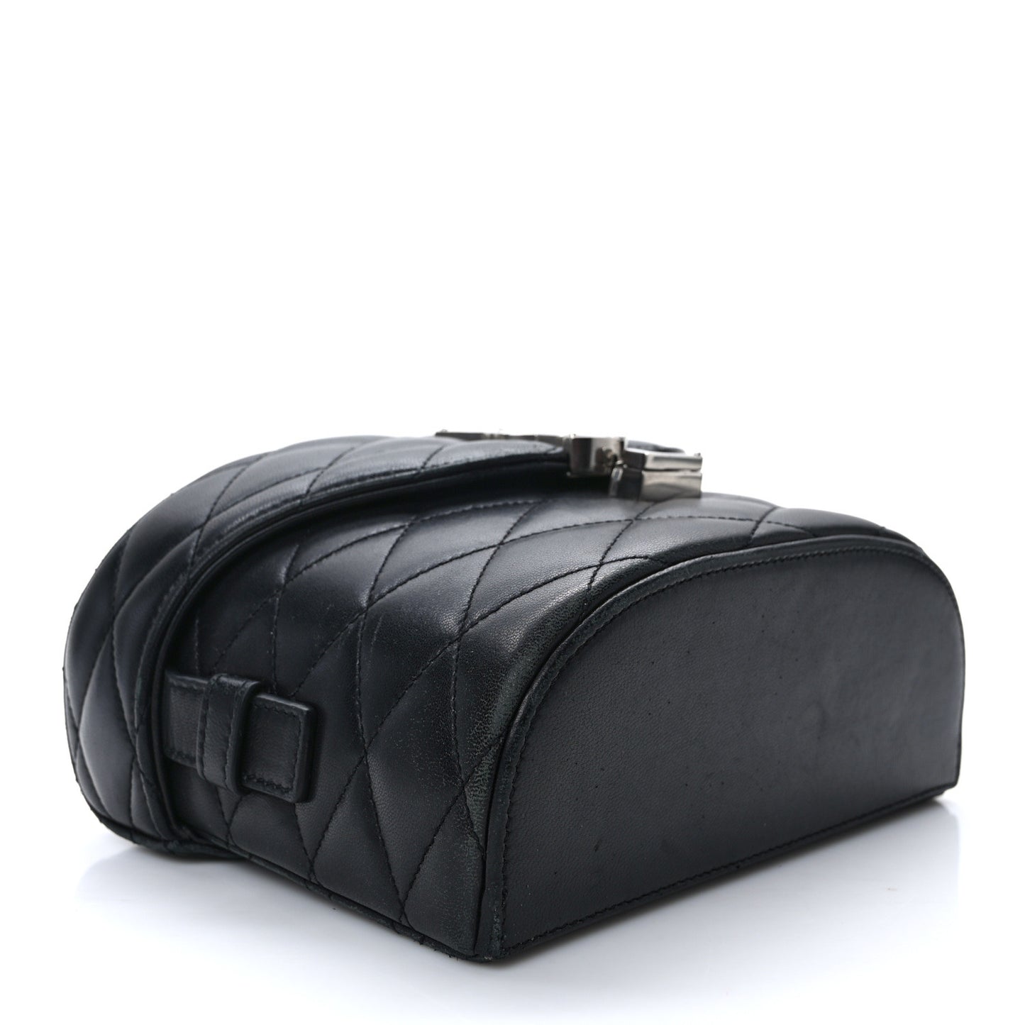 Lambskin Quilted Monogram June Box Bag Black