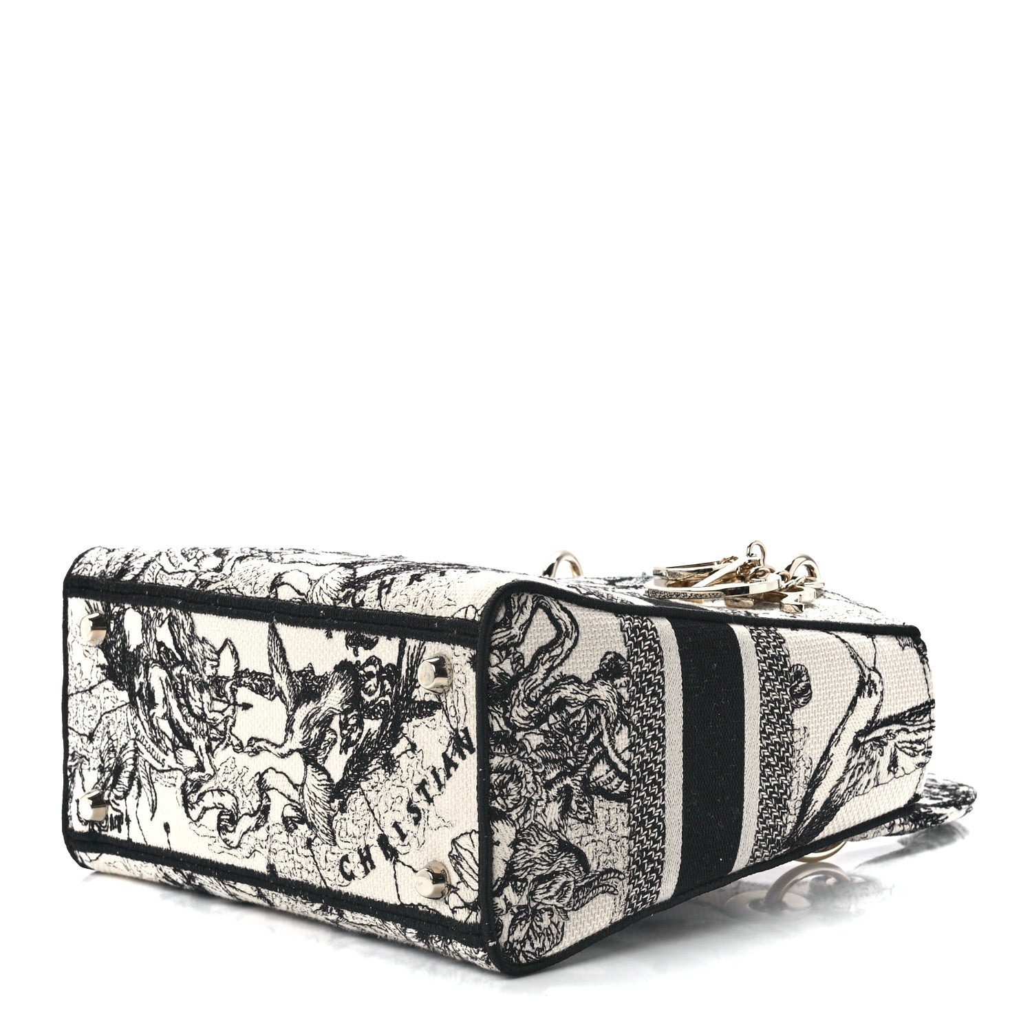 Christian Dior Canvas Embroidered Zodiac Toile De Jouy Medium Lady D-Lite Latte 9 of 11