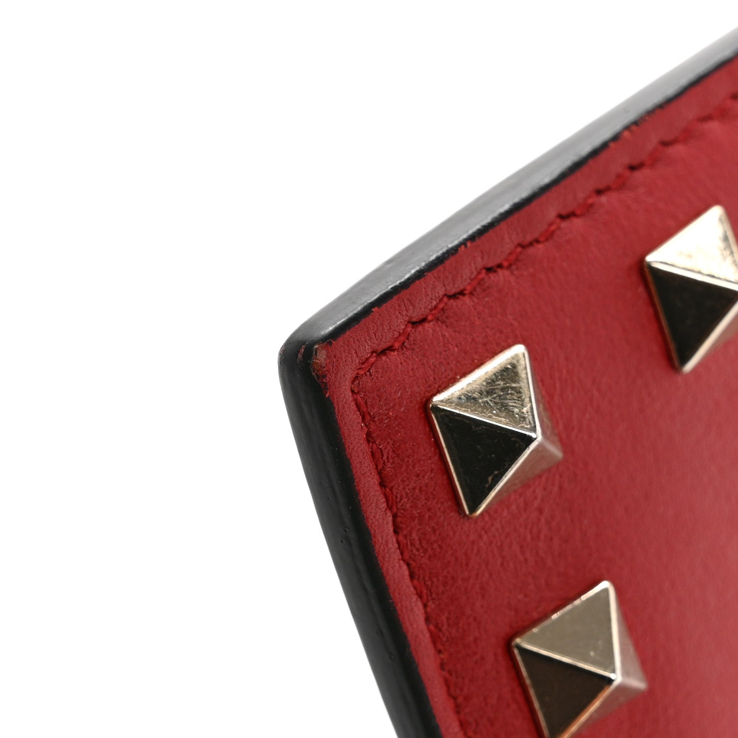 Vitello Rockstud Card Holder Rosso Valentino