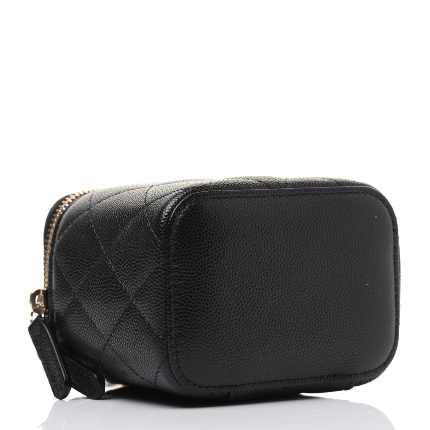 Caviar Quilted Mini Vanity Case With Chain Black