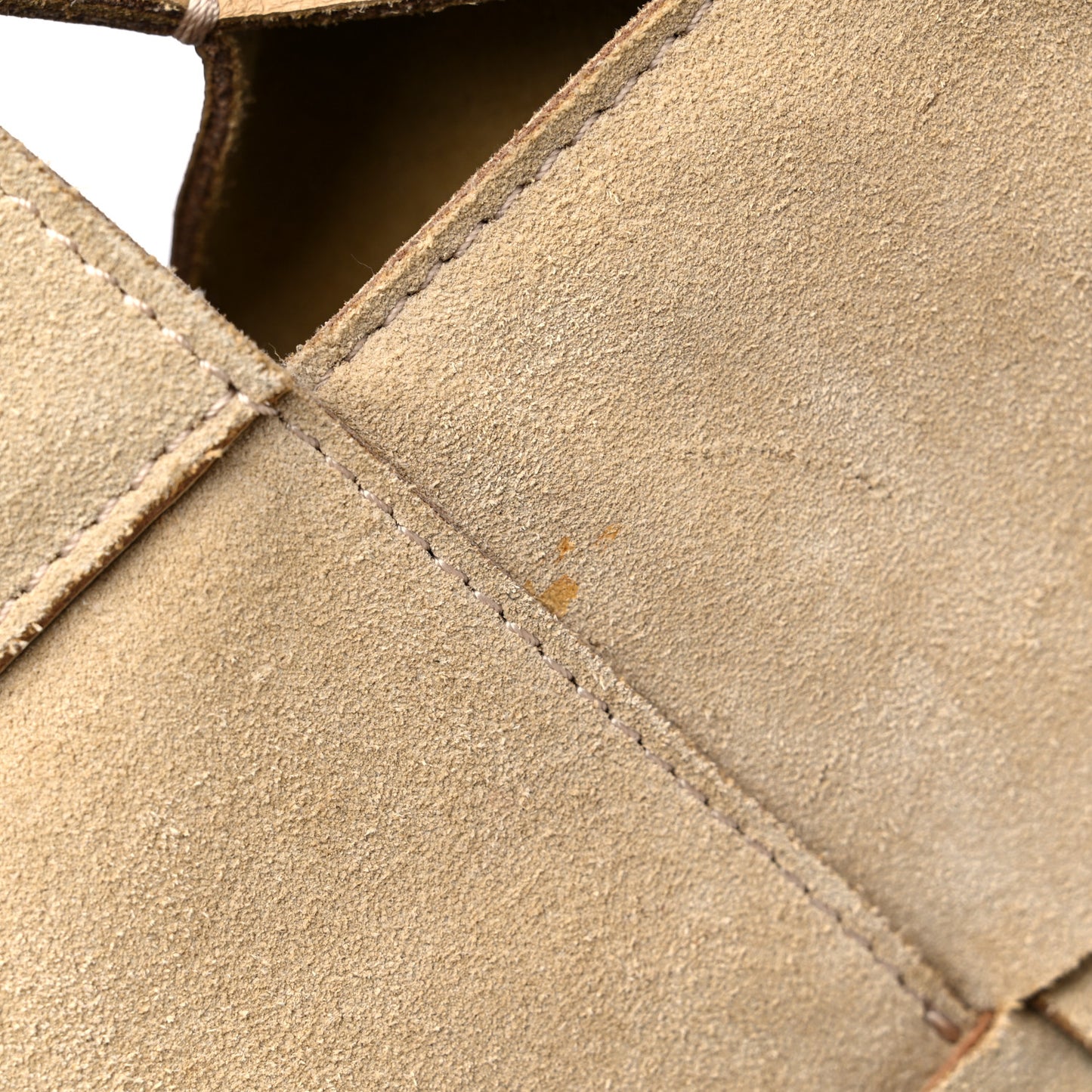 Suede Woven Basket Bag Beige
