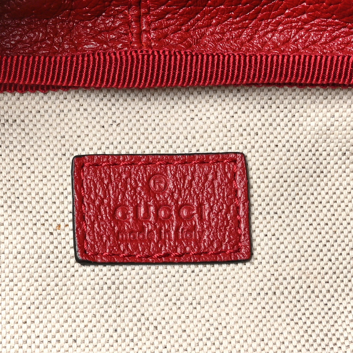Grained Calfskin Medium Ophidia Double Buckle Backpack Red