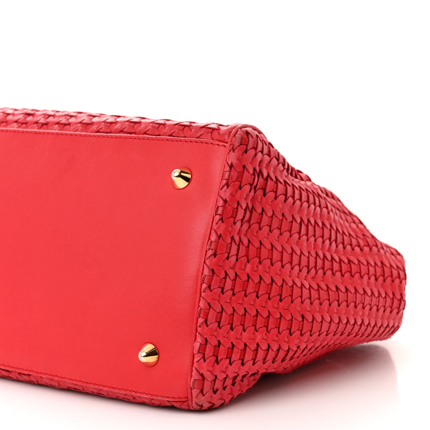 Lambskin Woven Medium Lady Dior Shopping Tote Red