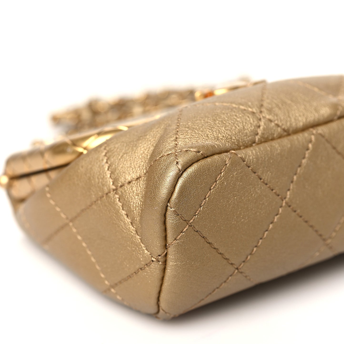 Metallic Lambskin Quilted Micro My Crush Bag Gold