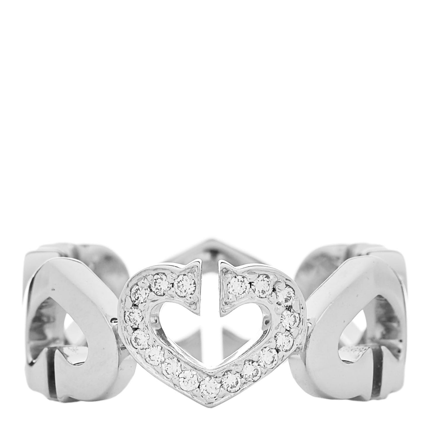18K White Gold Diamond Hearts and Symbols Ring 49 4.75