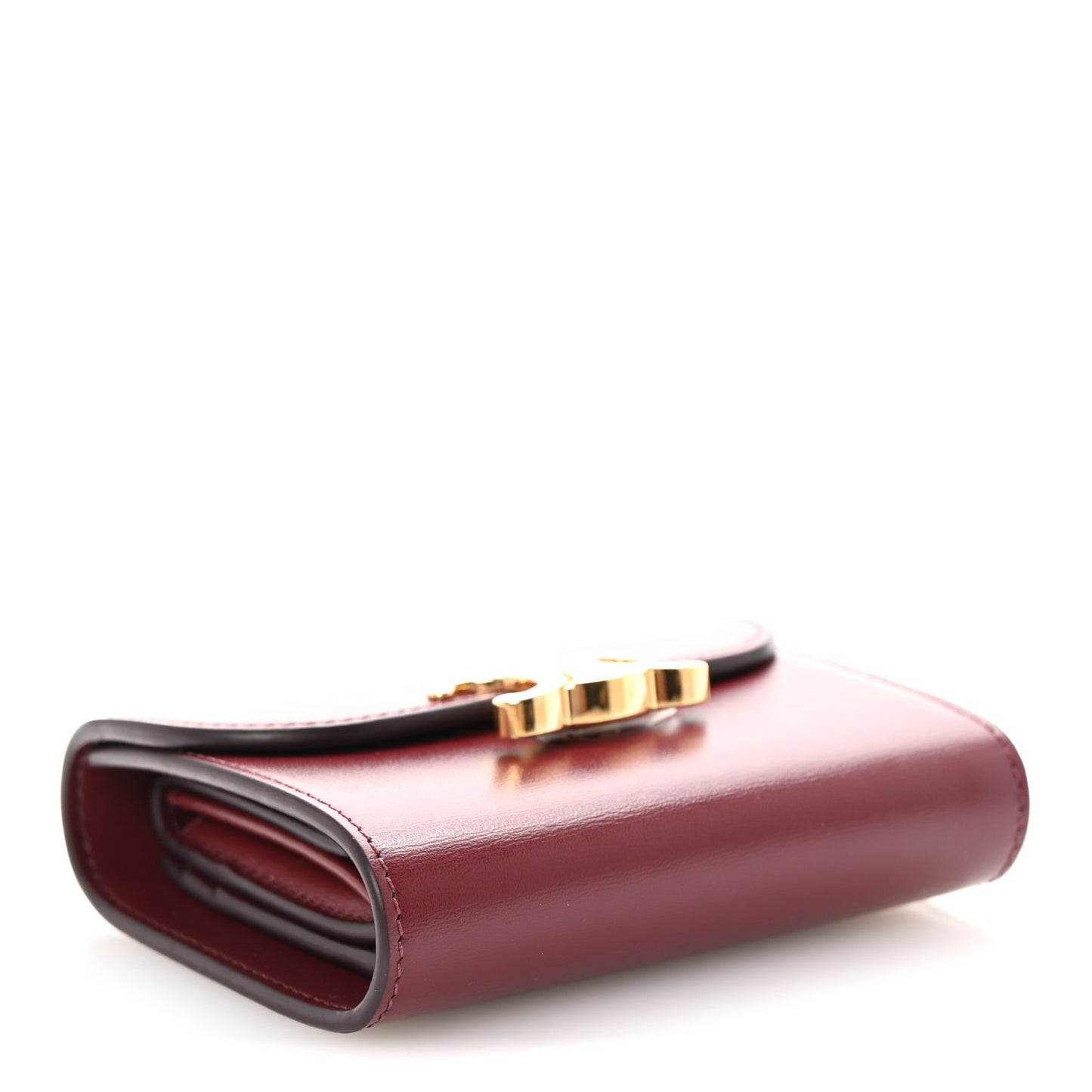 Shiny Calfskin Small Triomphe Wallet Deep Burgundy