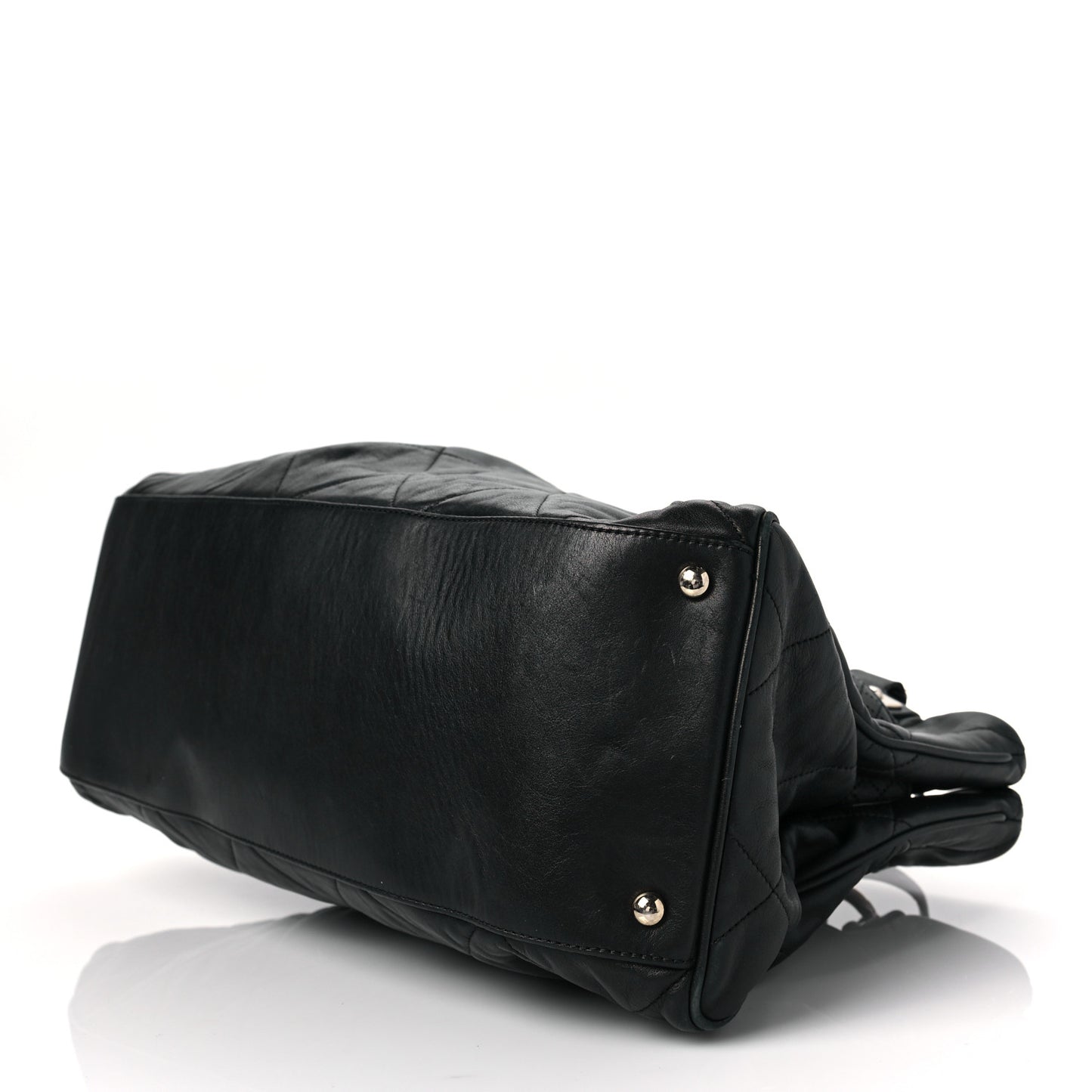 Lambskin Quilted Mademoiselle Lock Tote Black