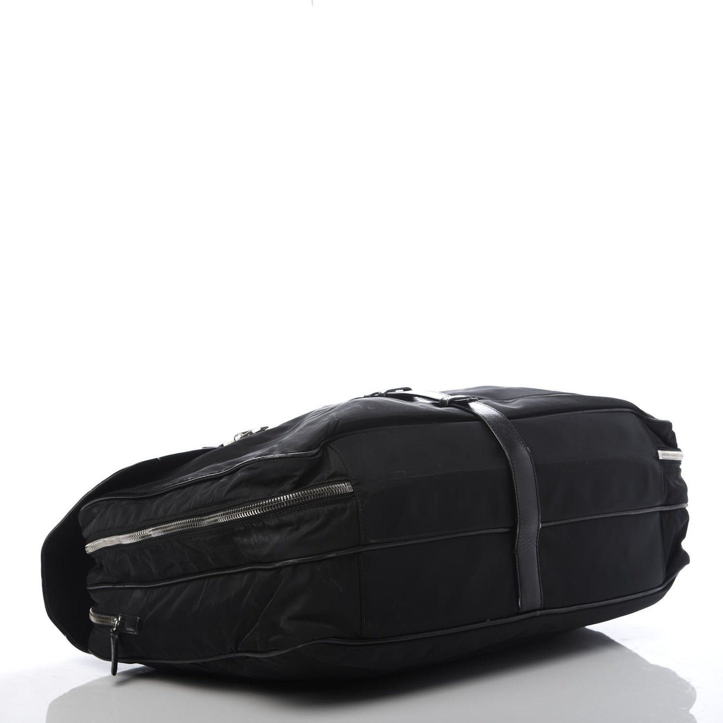 Soft Calfskin Tessuto Nylon Travel Bag Black