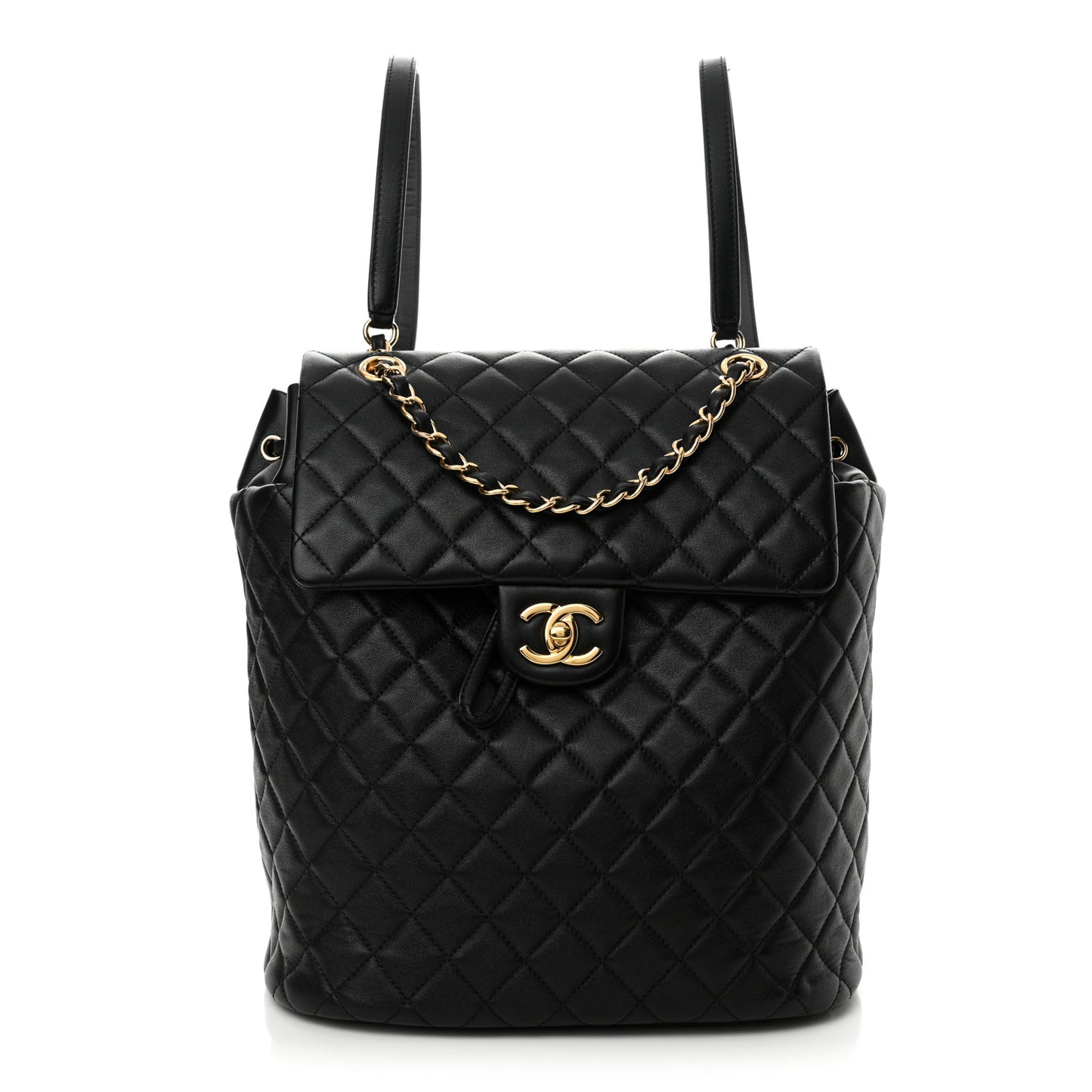 Calfskin Quilted Large Urban Spirit Backpack Black Black